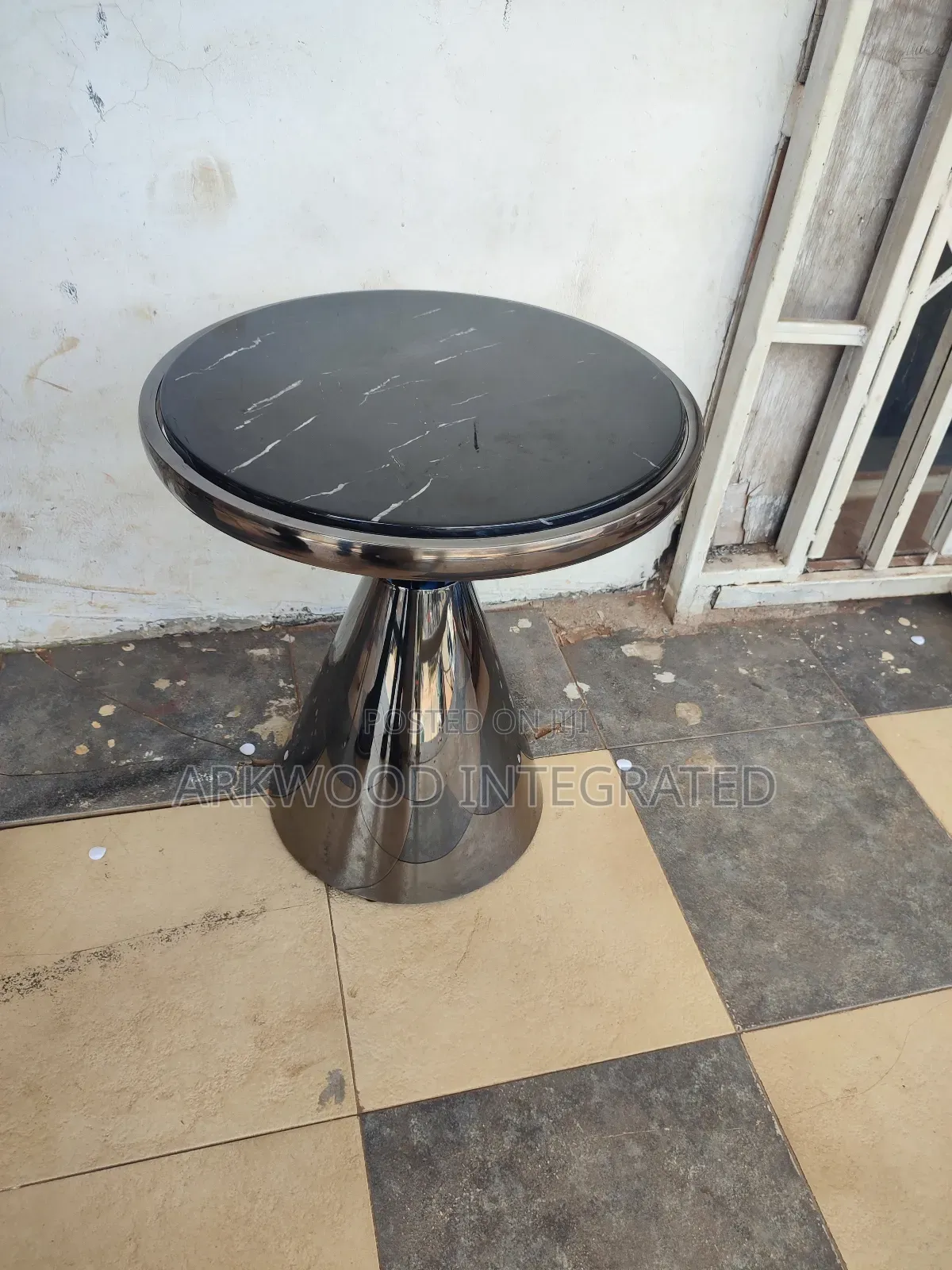 Modern Coffee Marble Top Side Stool
