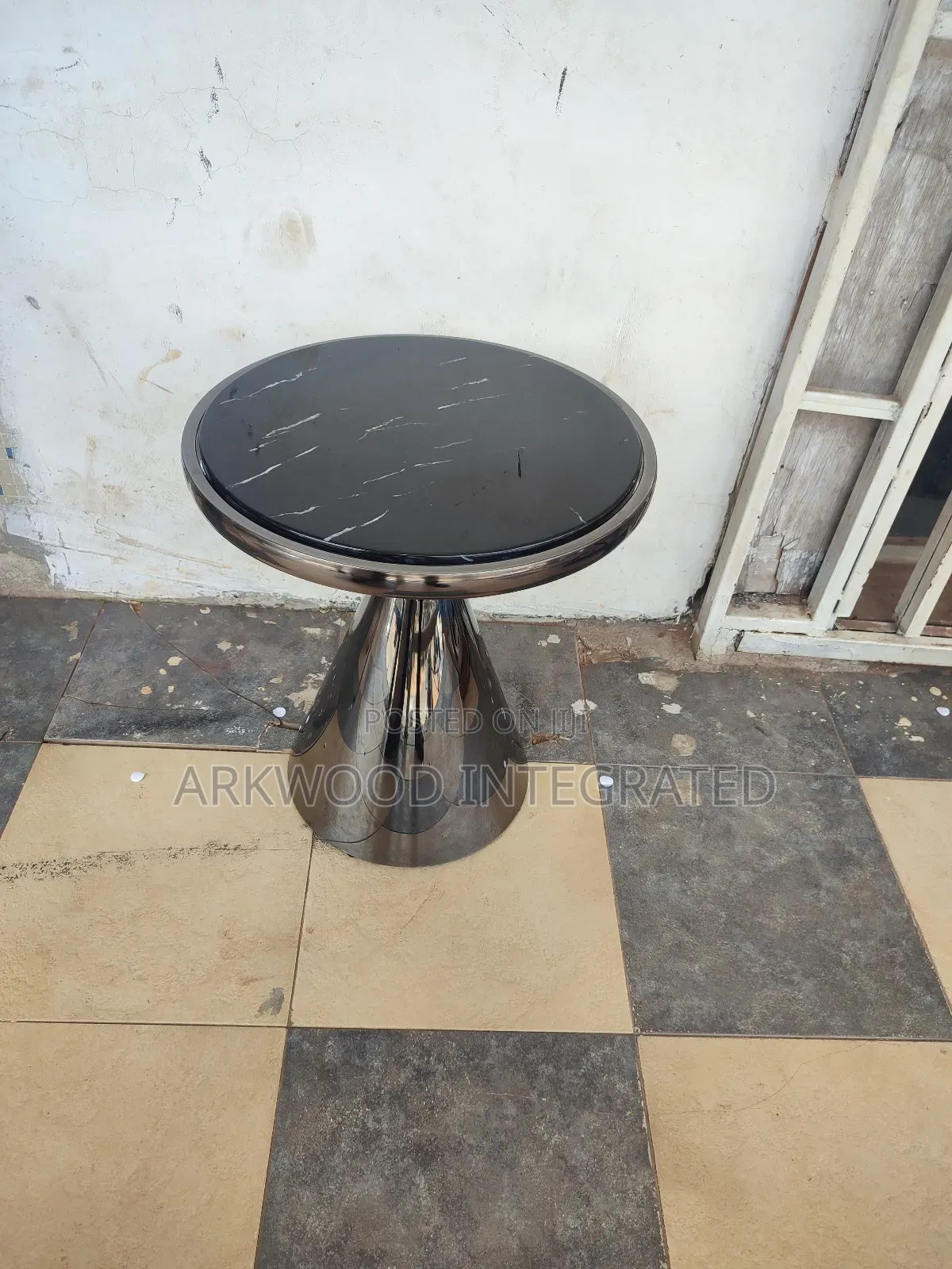 Modern Coffee Marble Top Side Stool