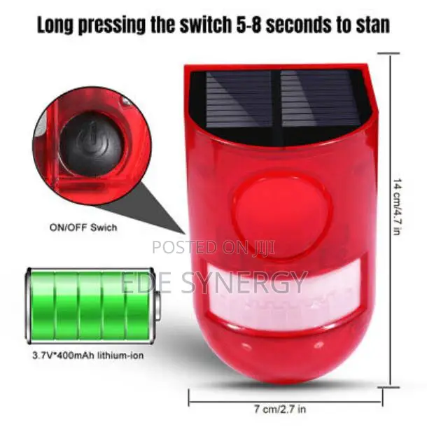 Led Solar Alarm, Remote Alarm Lights, Infrared Sensor -white