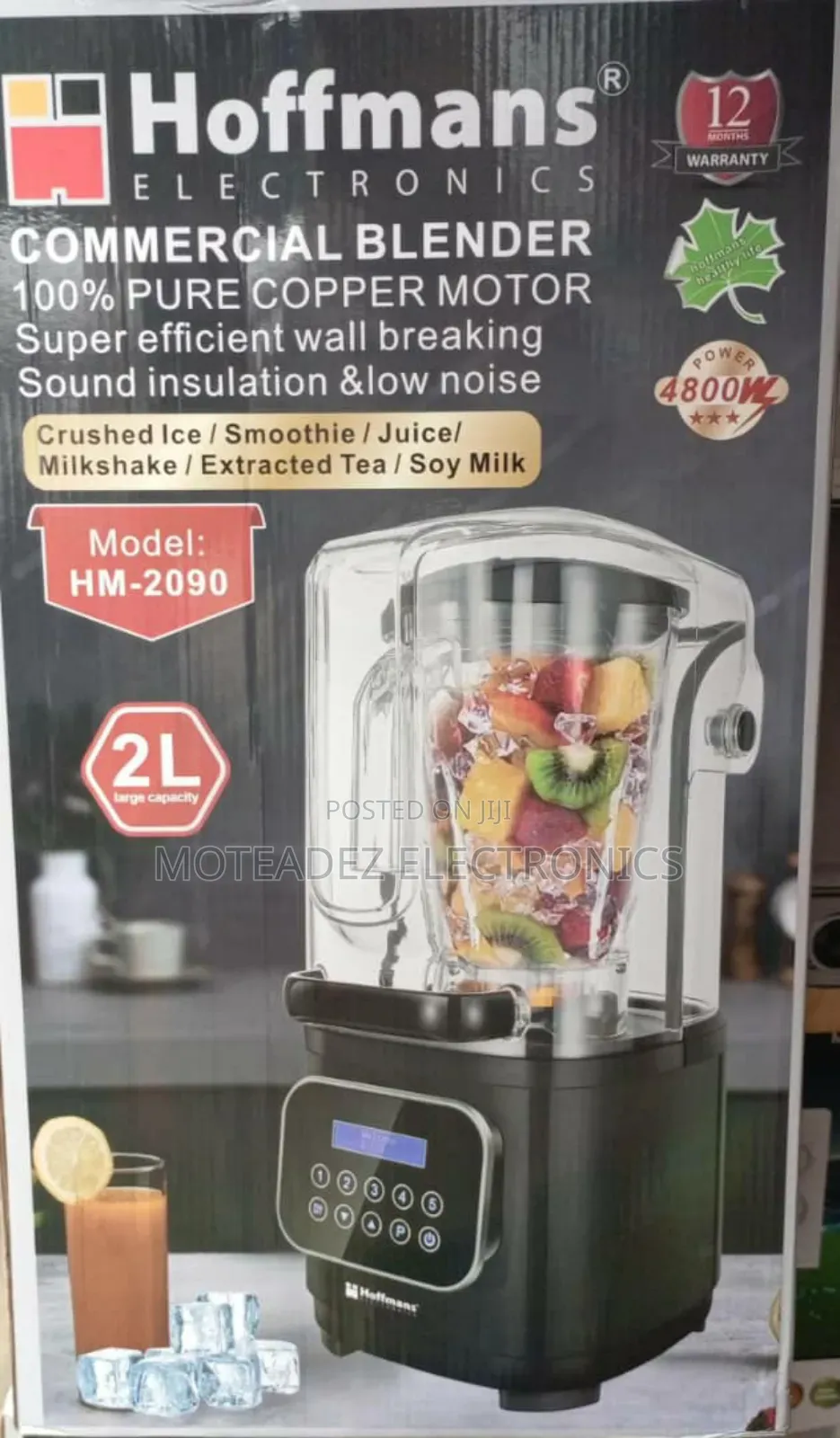 Hoffmans 2l (4800w) Digital Sound Proof Commercial Blender