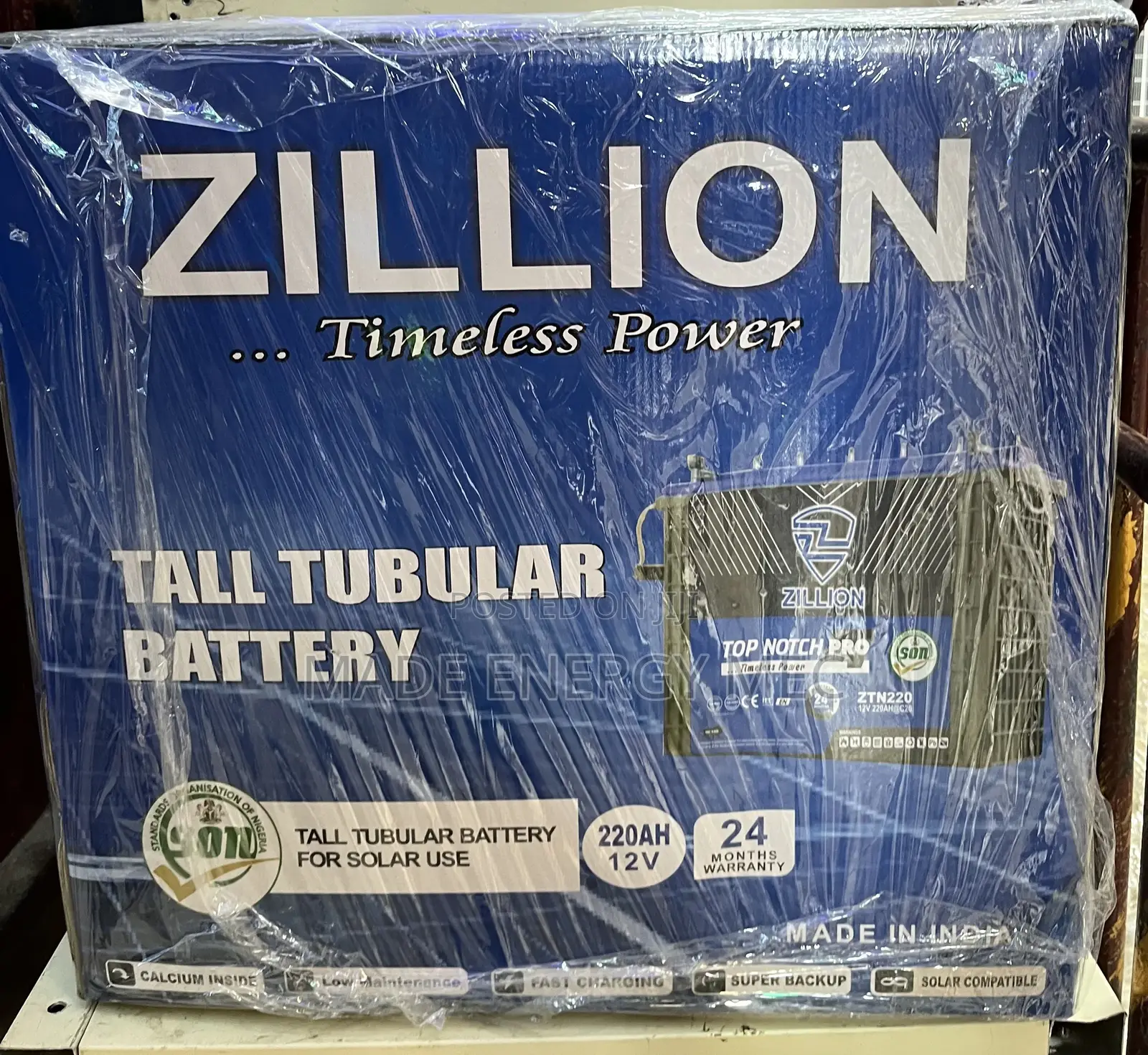 Zillion Tubular Battery 220ah
