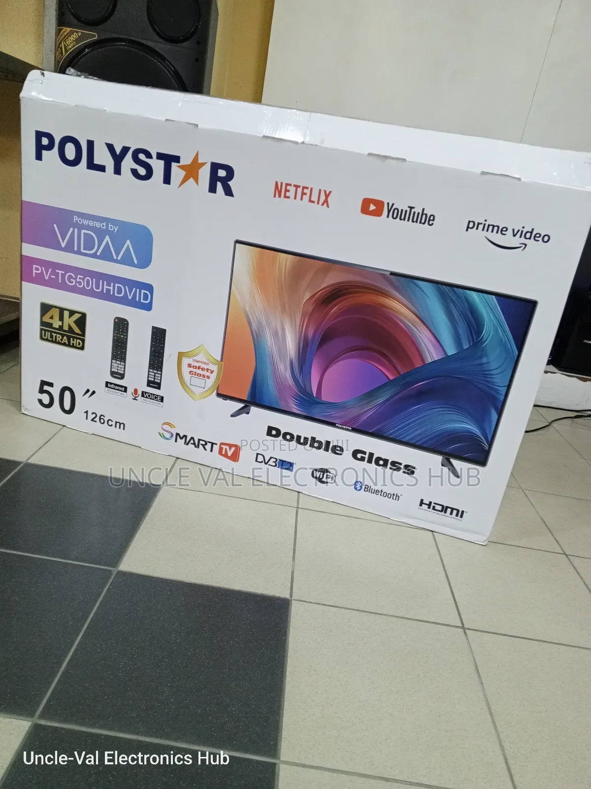 Polystar 50" Smart Tv With Double Screen Glass