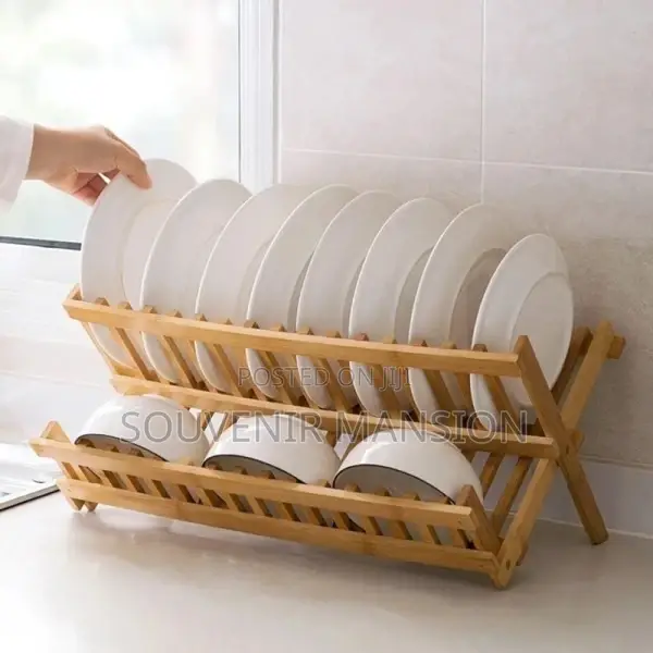 Bamboo Wooden Plate Rack