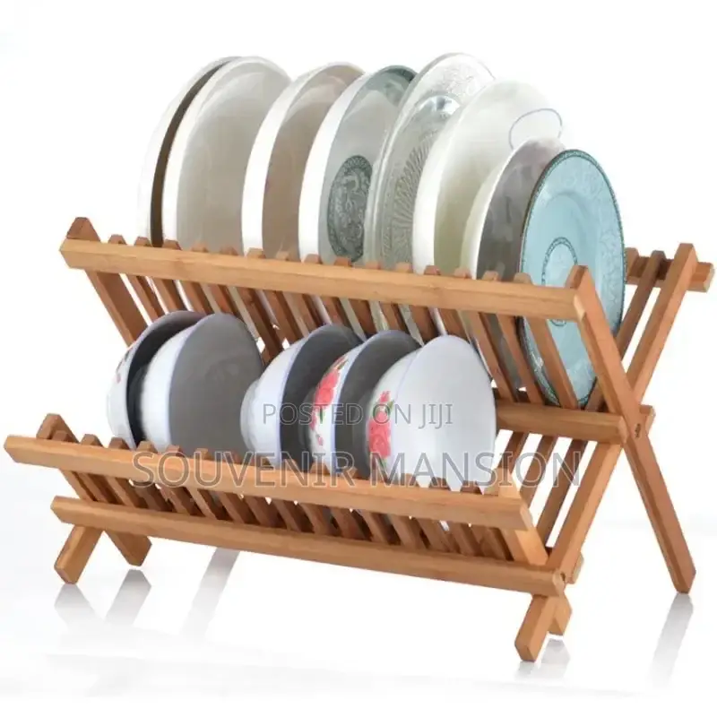 Bamboo Wooden Plate Rack