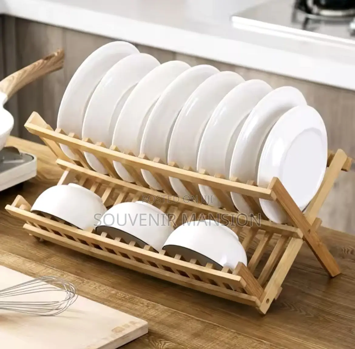 Bamboo Wooden Plate Rack
