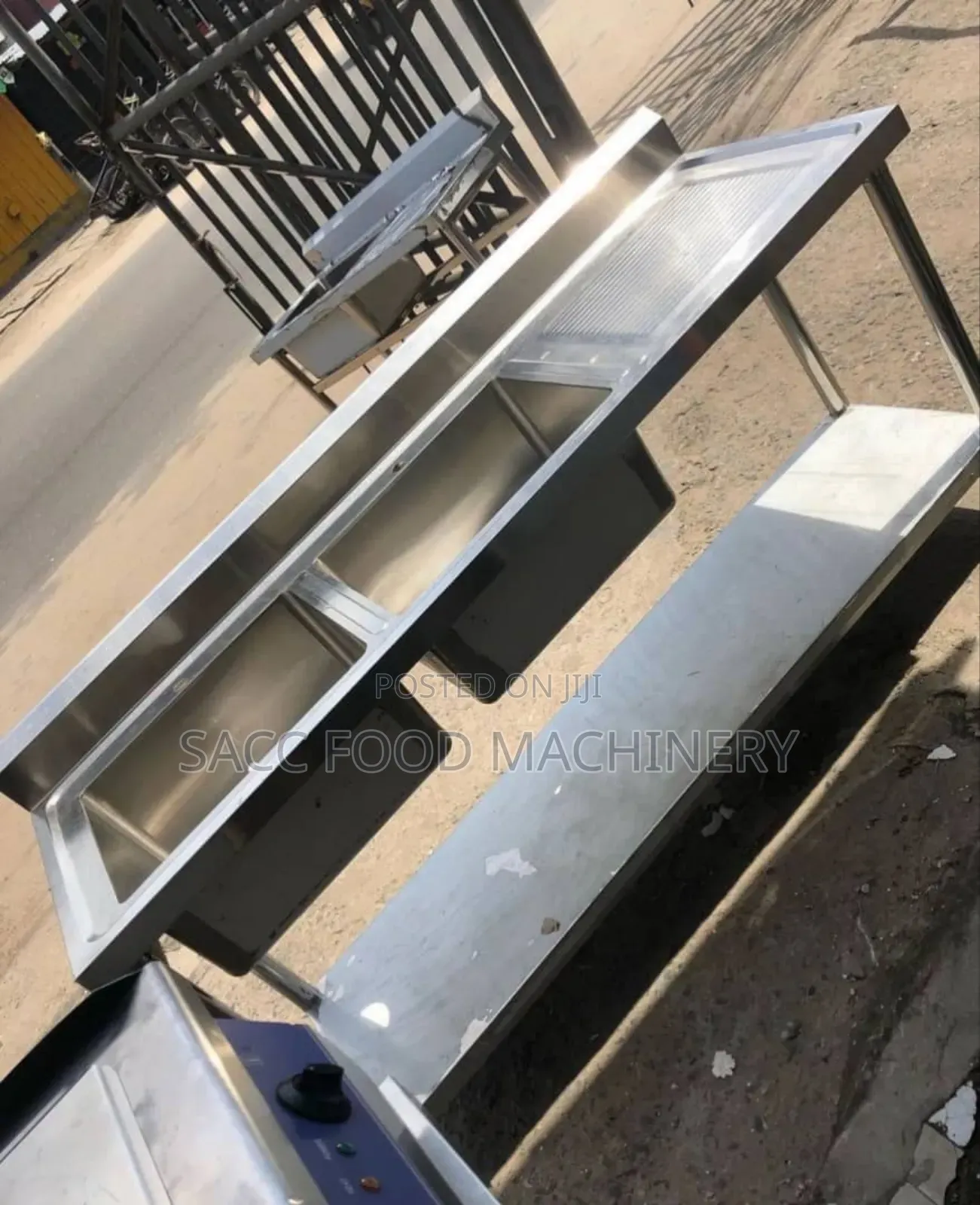 Stainless Steel Double Bowl Sink With Table and Under Shelf