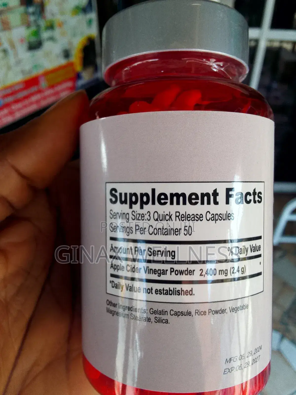 GINAX Apple Cider Vinegar Capsules (150 Capsules, 2400mg)