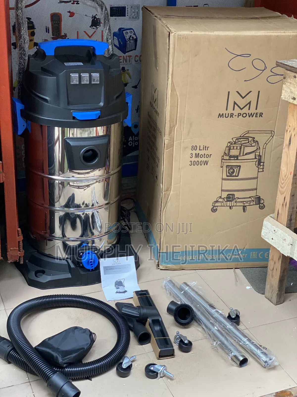 Mur-Power 3000W 80L Wet Dry Industrial Vacuum Cleaner