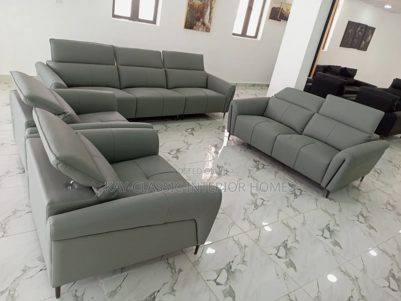 Italian Leather Seven Setter's Sofa