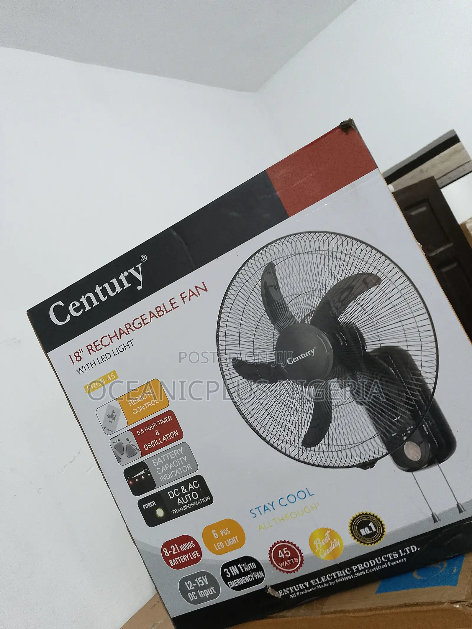 Standard Mounted Wall Rechargeable Century Fan