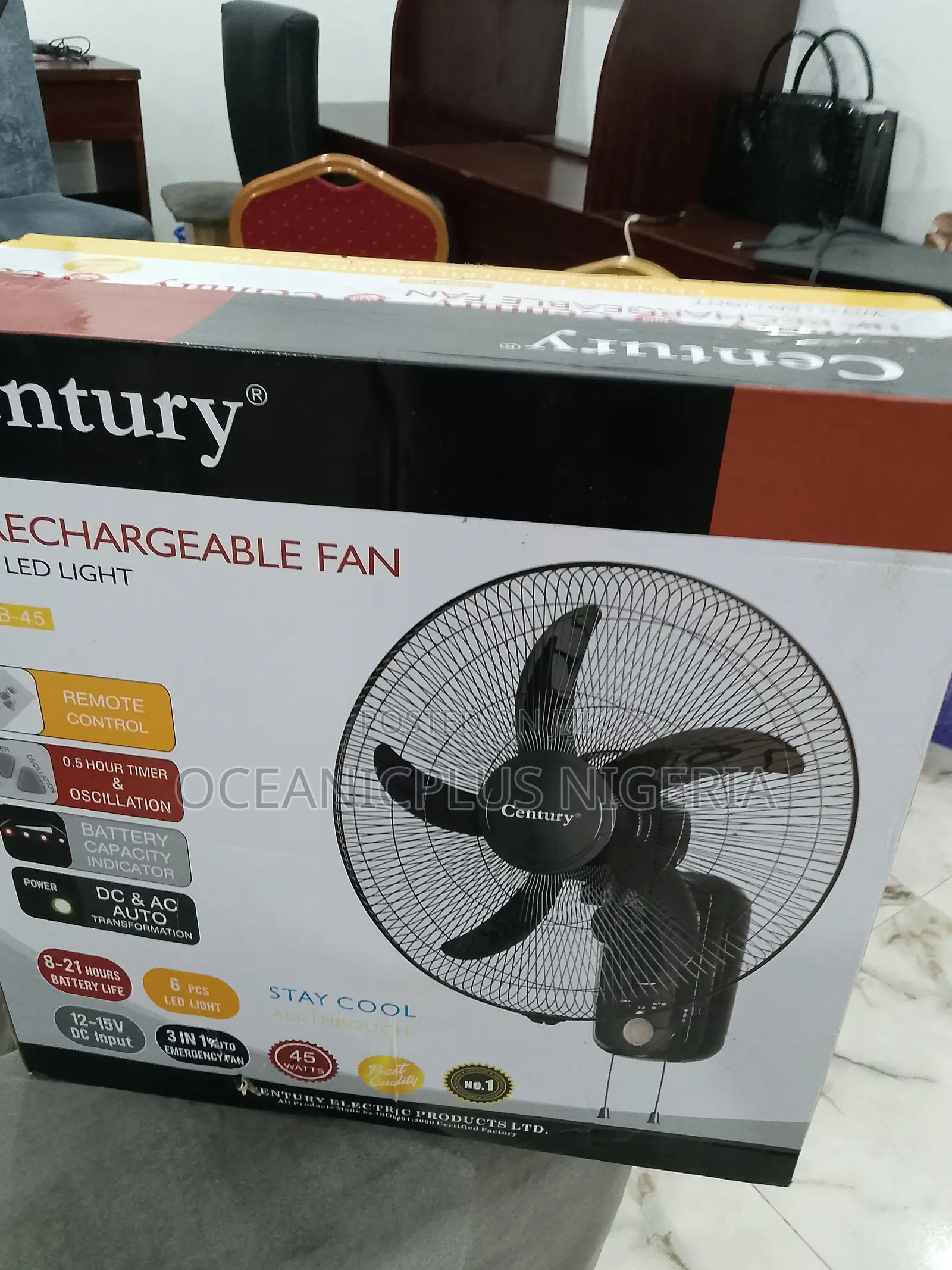 Noiseless-18inches Century Rechargeable Fan