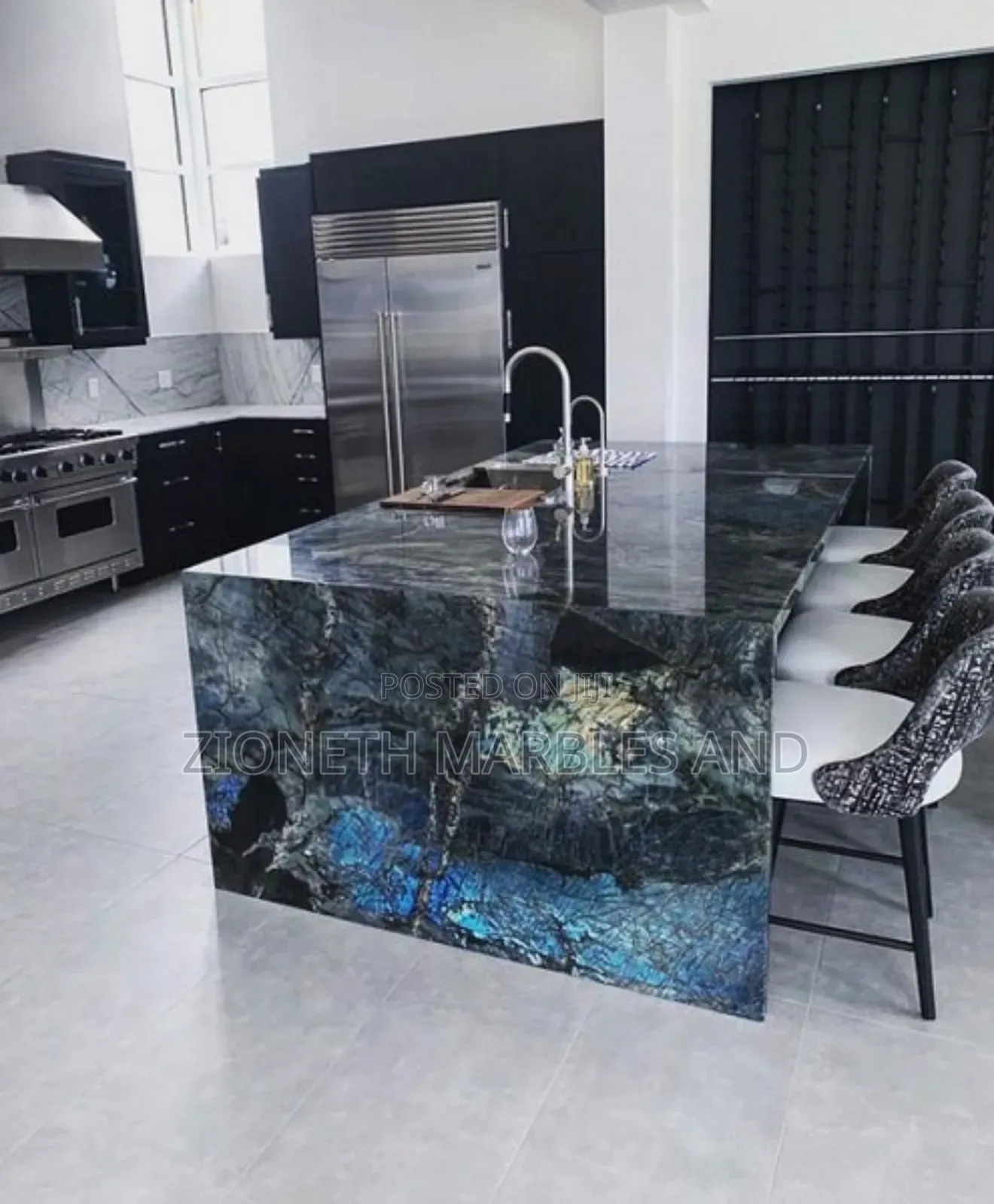 Italian Blue Pearl Quartz Marble Slab