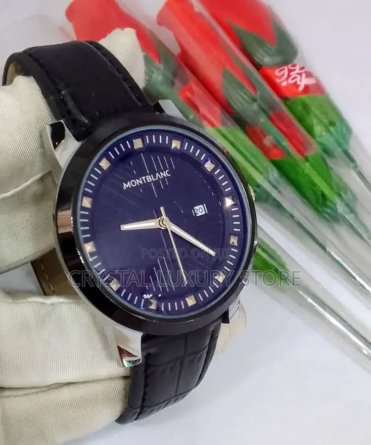 Mont Blanc Quality Men Genuine Leather Wristwatch