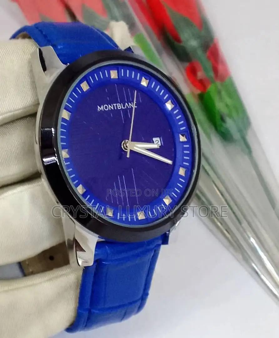 Mont Blanc Quality Men Genuine Leather Wristwatch