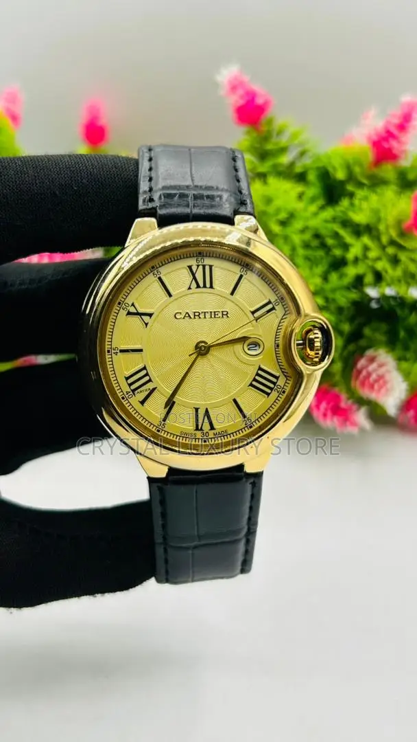 Cartier Quality Men Genuine Leather Wristwatch