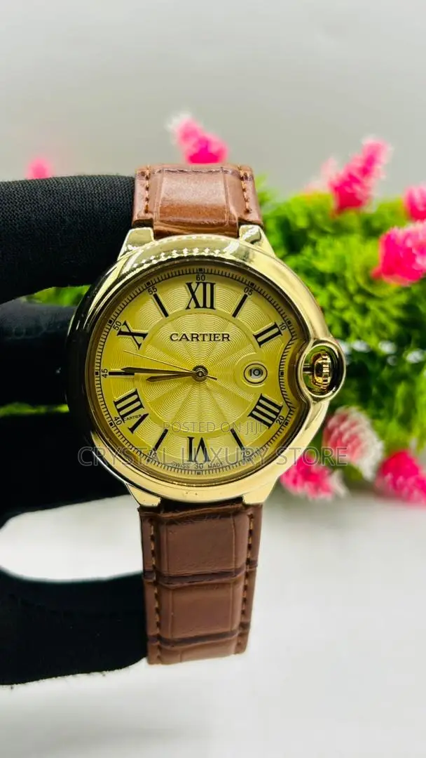 Cartier Quality Men Genuine Leather Wristwatch