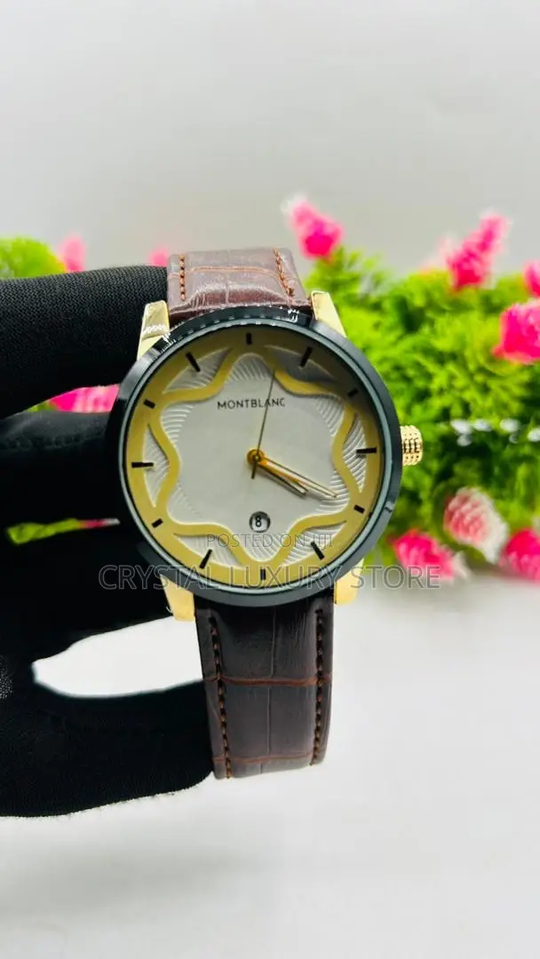 Mont Blanc Quality Men Genuine Leather Wristwatch