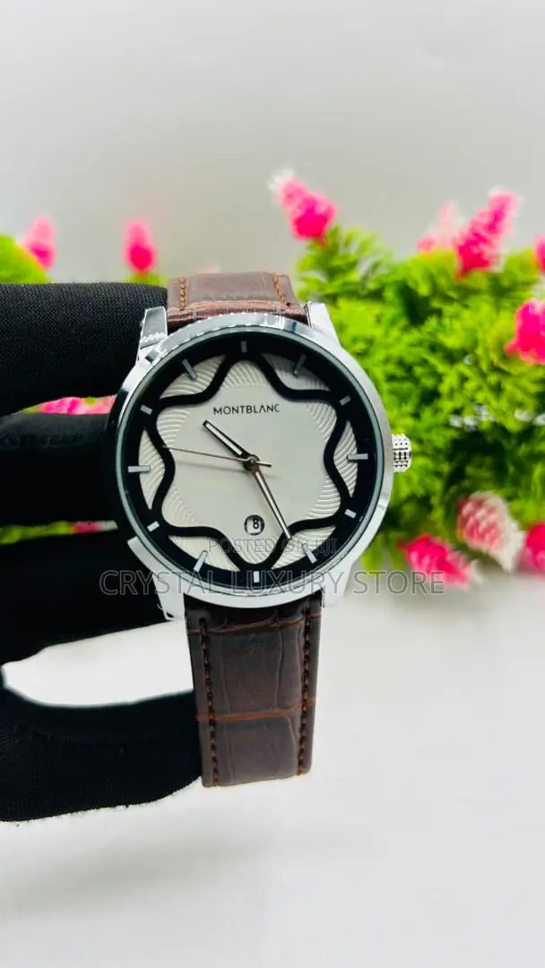 Mont Blanc Quality Men Genuine Leather Wristwatch