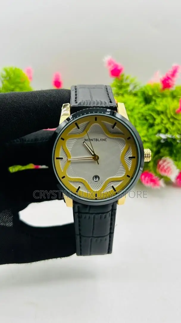 Mont Blanc Quality Men Genuine Leather Wristwatch