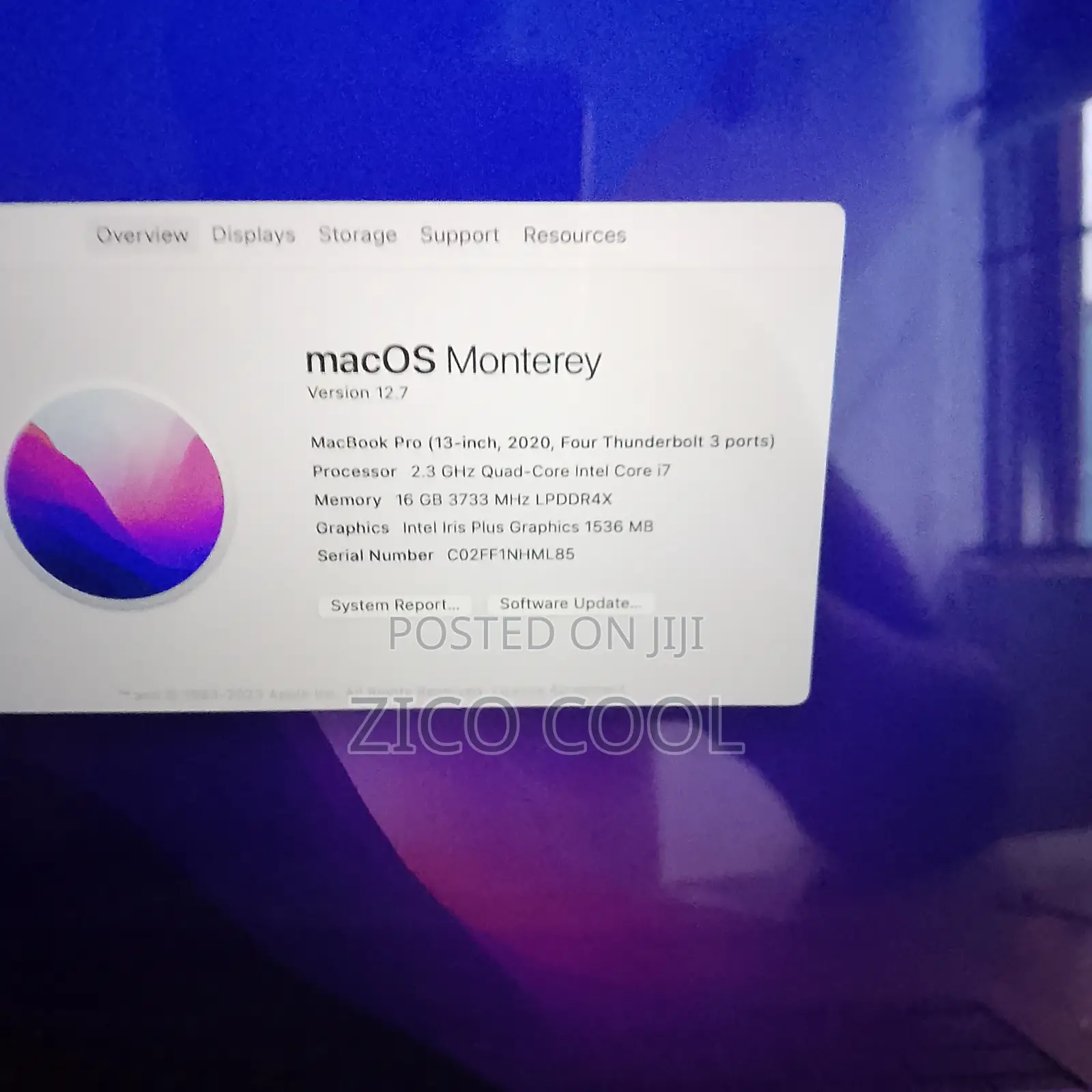 Laptop Apple MacBook Pro 2020 16GB Intel Core i7 SSD 512GB