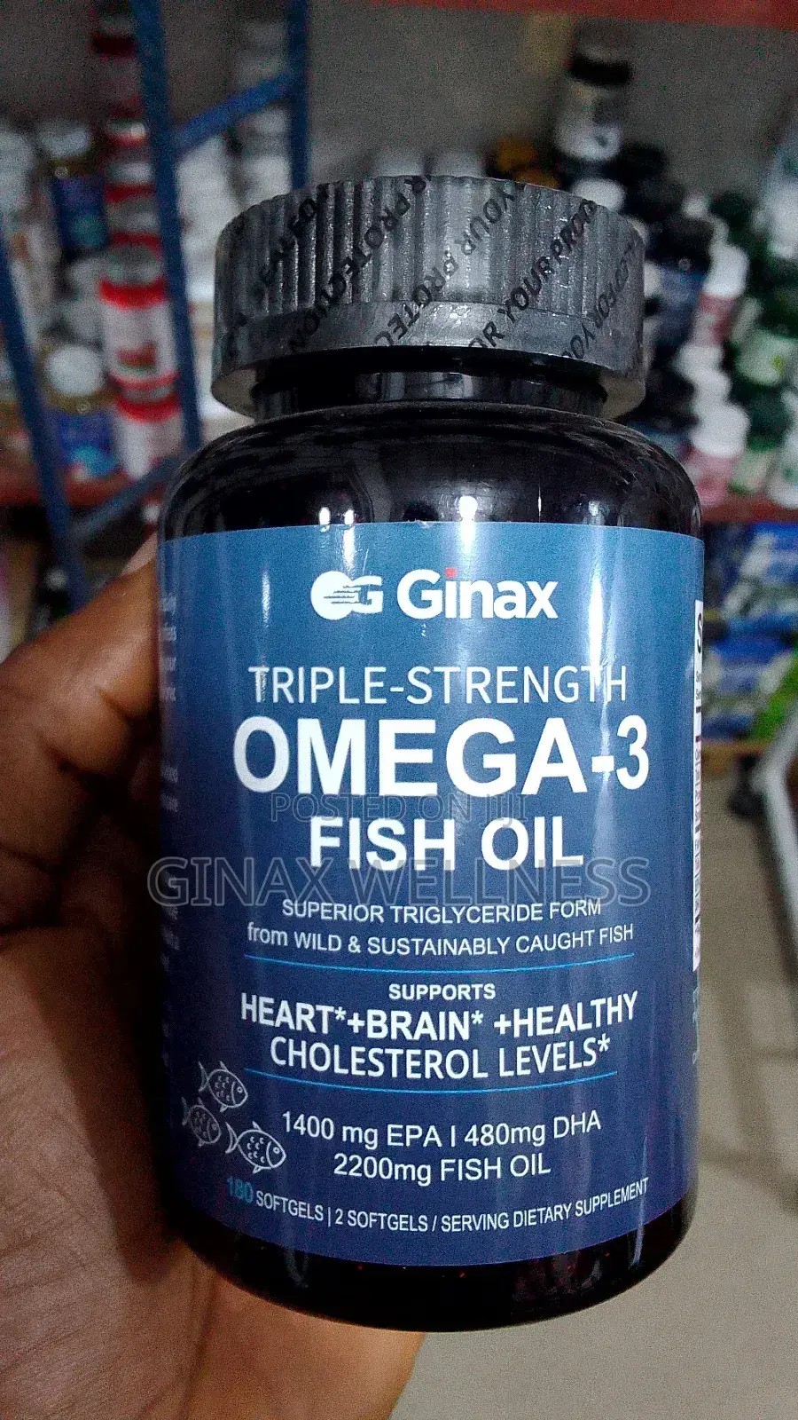 Ginax Triple-Strength Omega-3 Fish Oil Capsules (180 Softgel