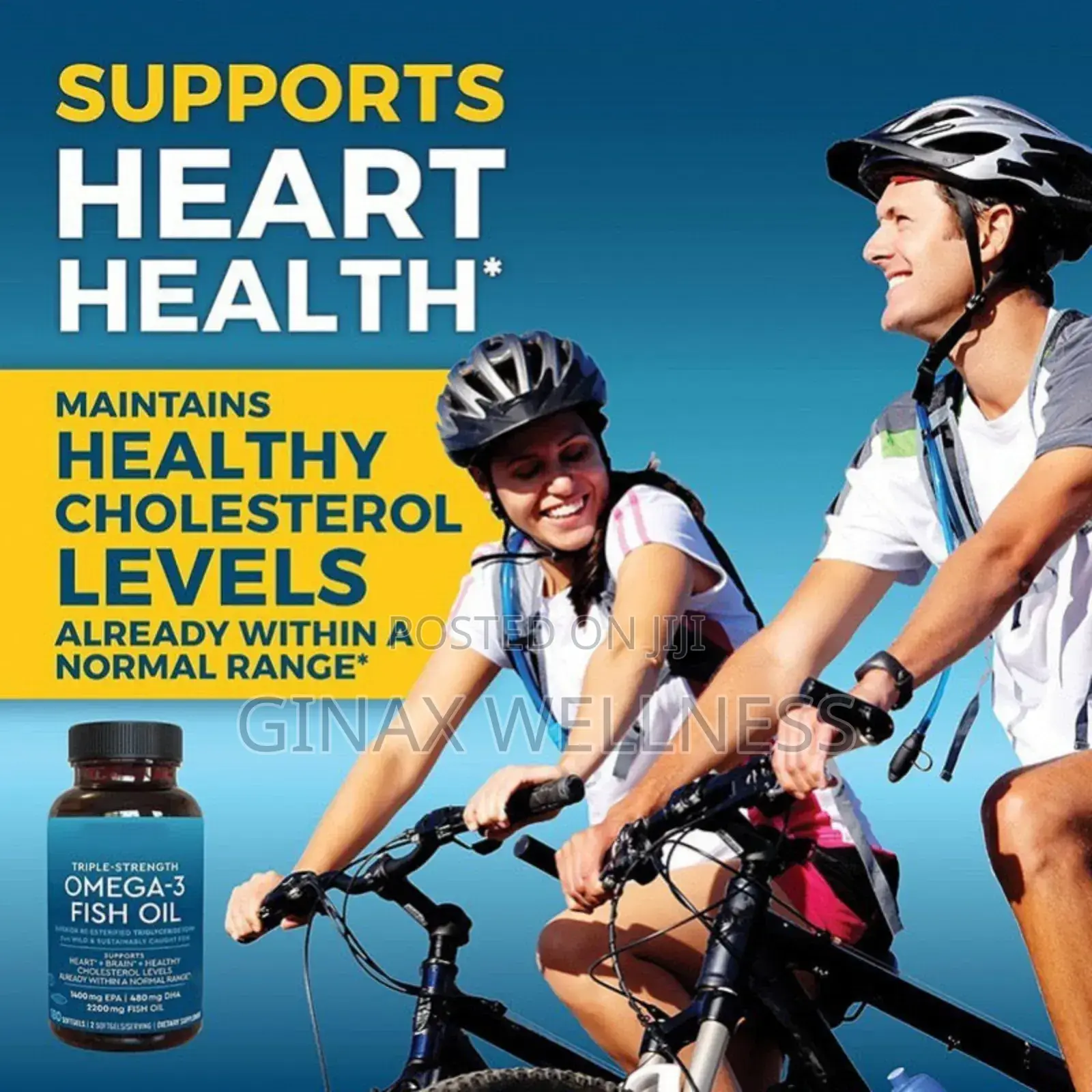 Ginax Triple-Strength Omega-3 Fish Oil Capsules (180 Softgel