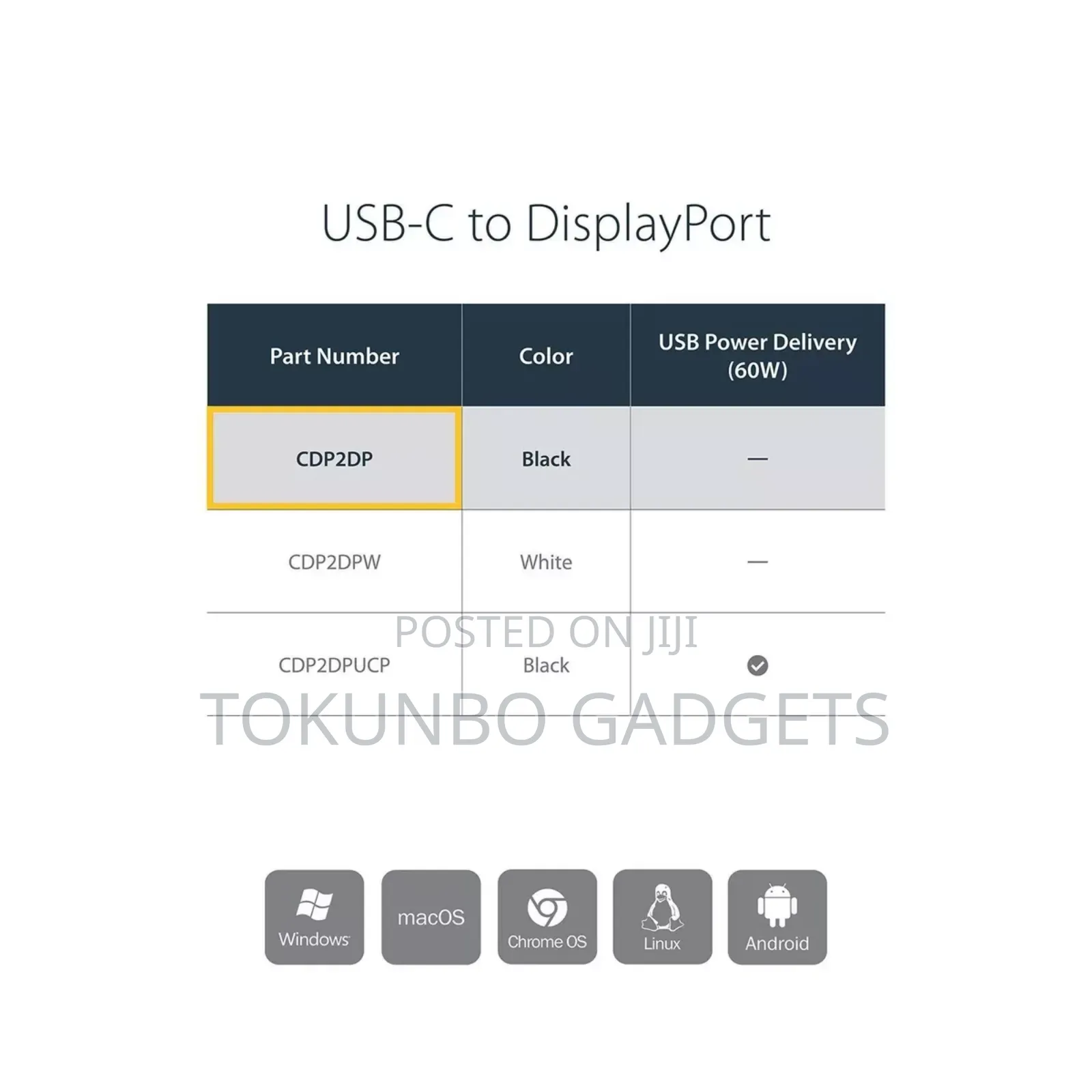 Startech.Com Usb C to Displayport Adapter - 60hz/ 30hz