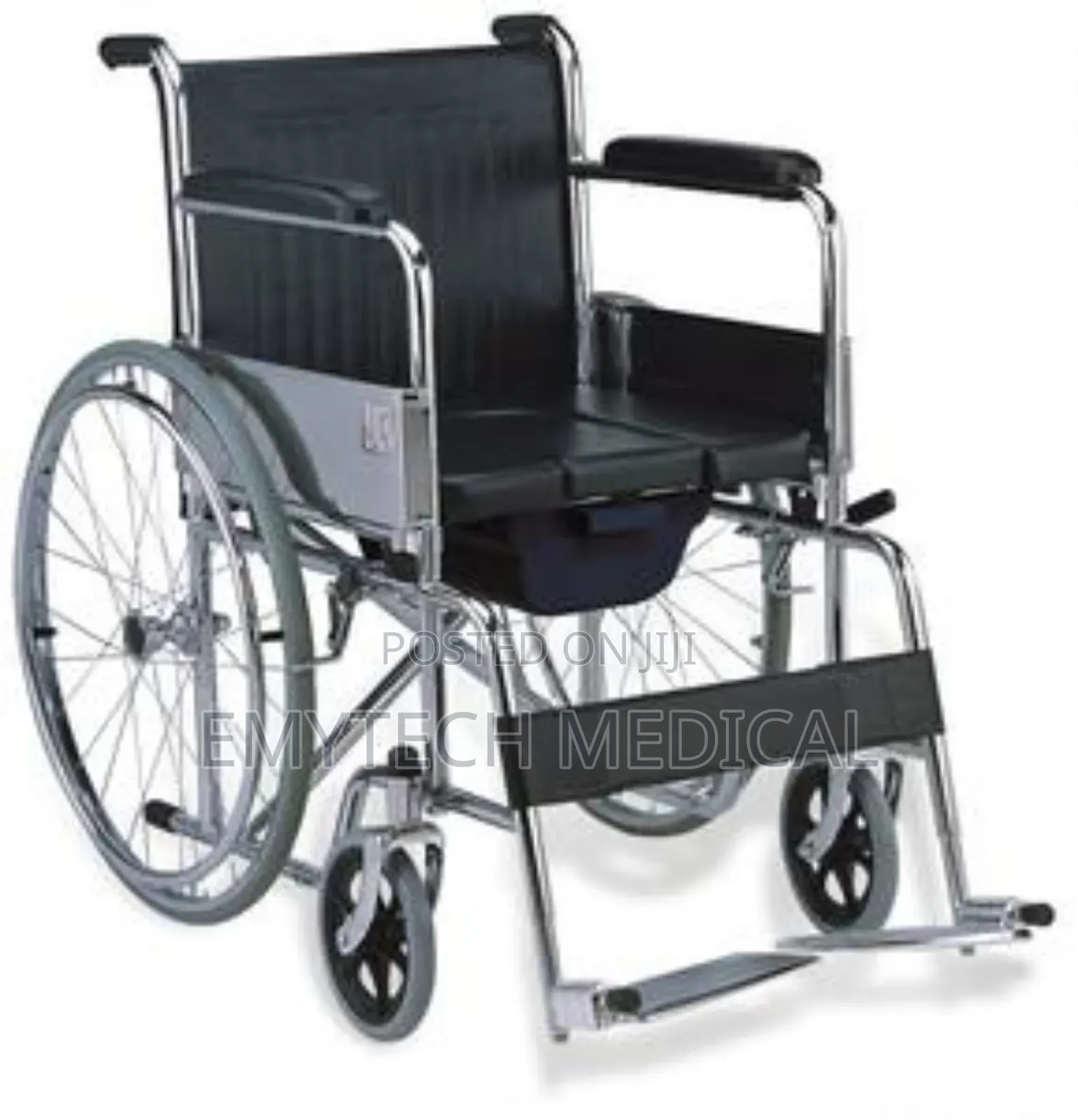 Foldable Commode Wheelchair With Removable Footrest