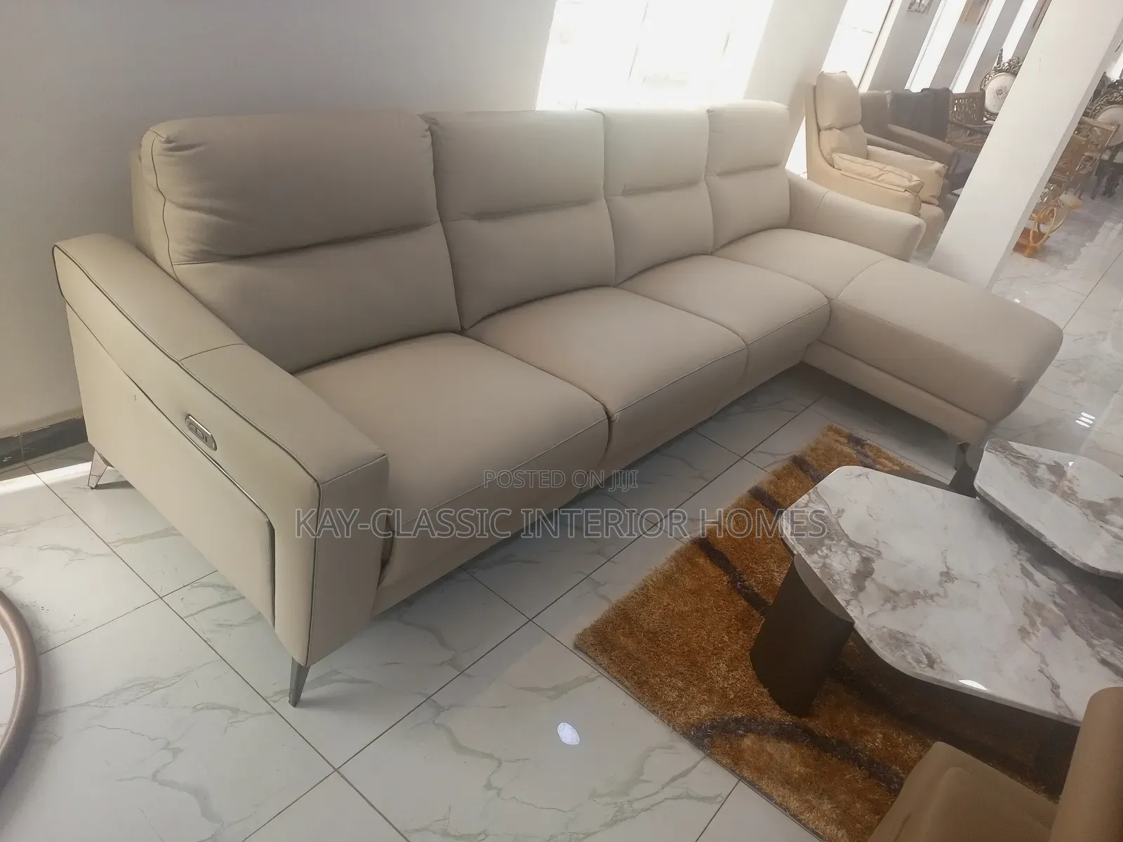 L Shape Italian Leather Sofa