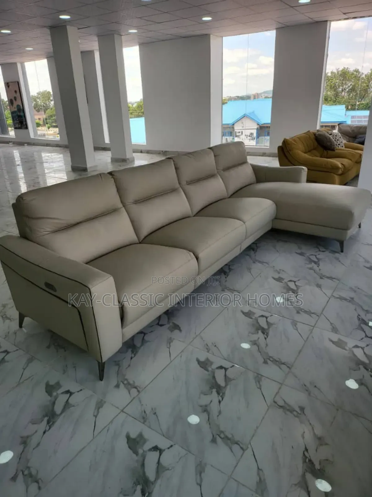 L Shape Italian Leather Sofa