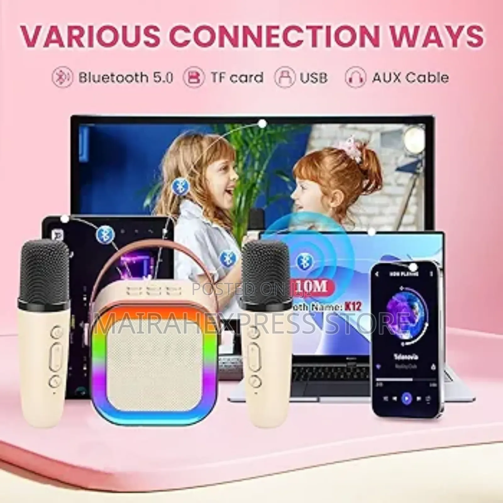 Karaoke Portable Bluetooth Speaker With 2 Wireless 