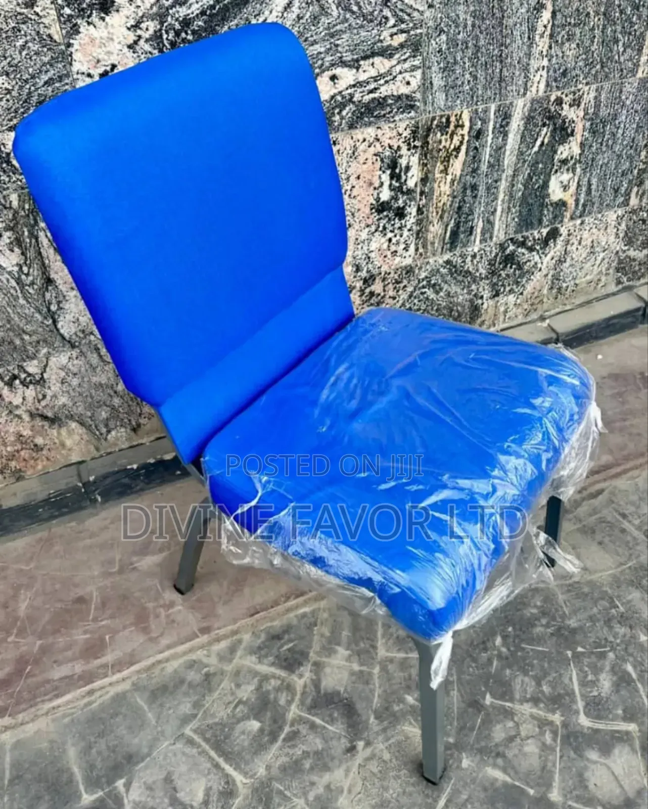 Church Chair in Blue Fabrics