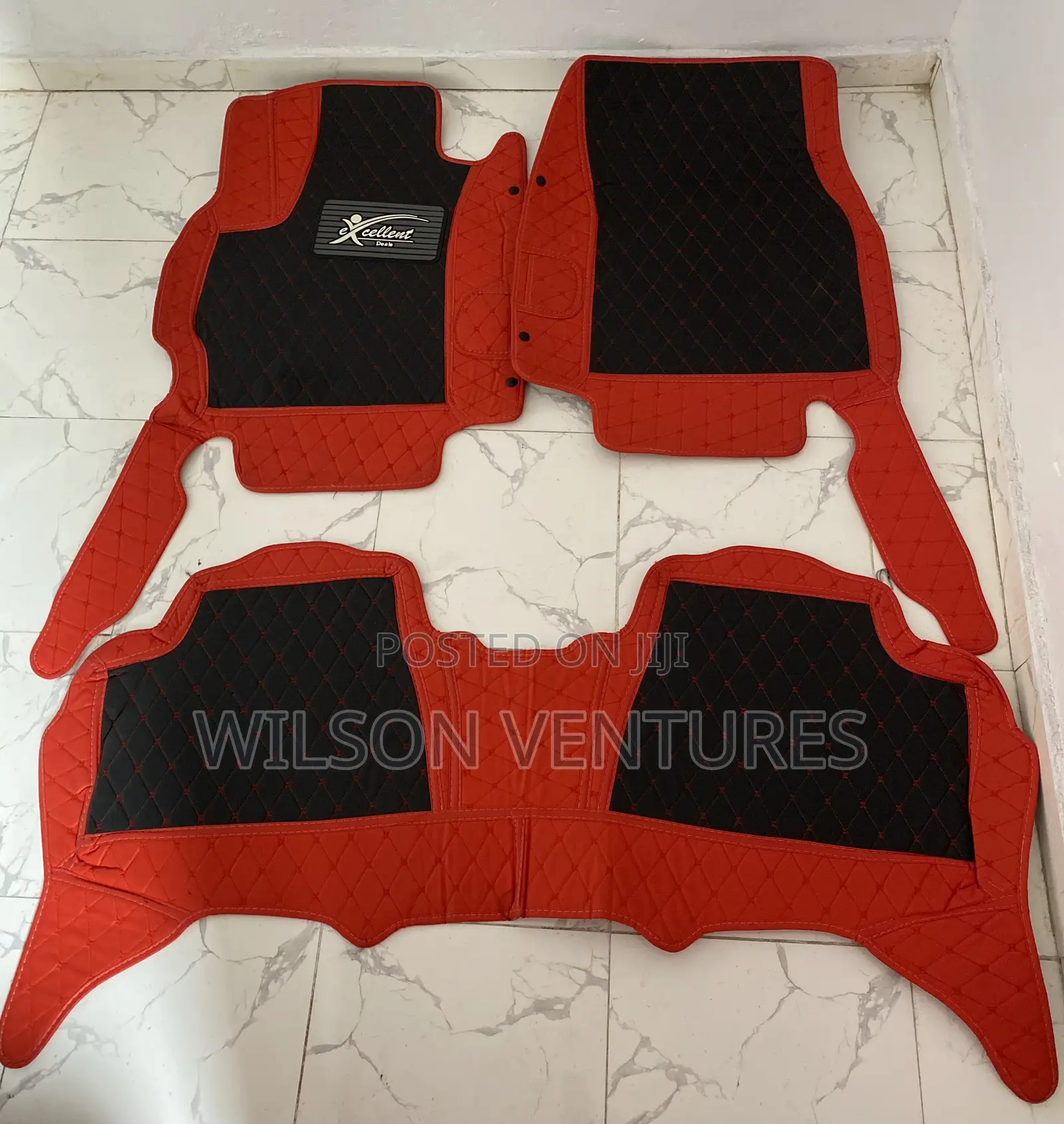 Red and Black Toyota Corolla 2008-2016 Leather Foot Mat