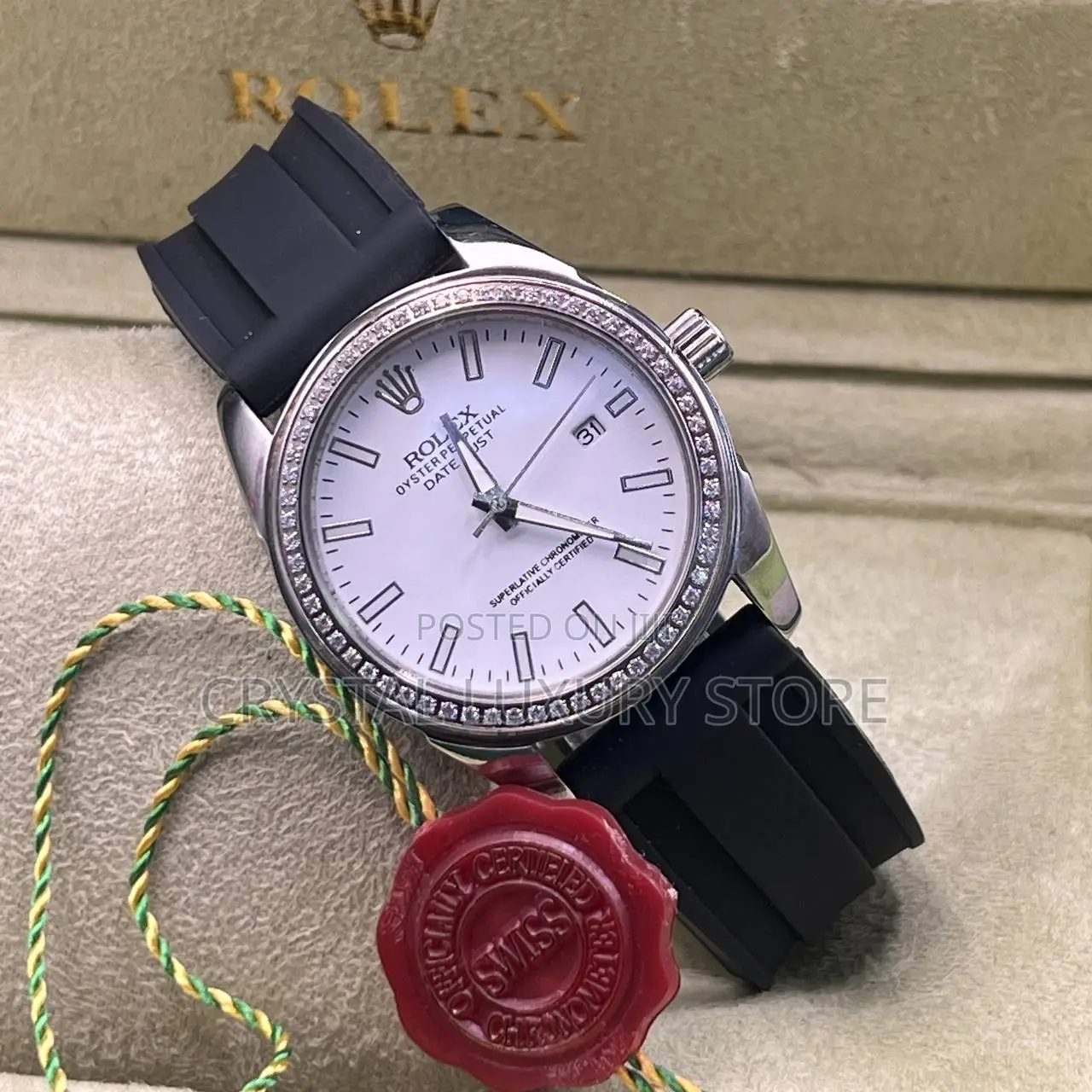 Rolex Quality Men Genuine Leather Wristwatch
