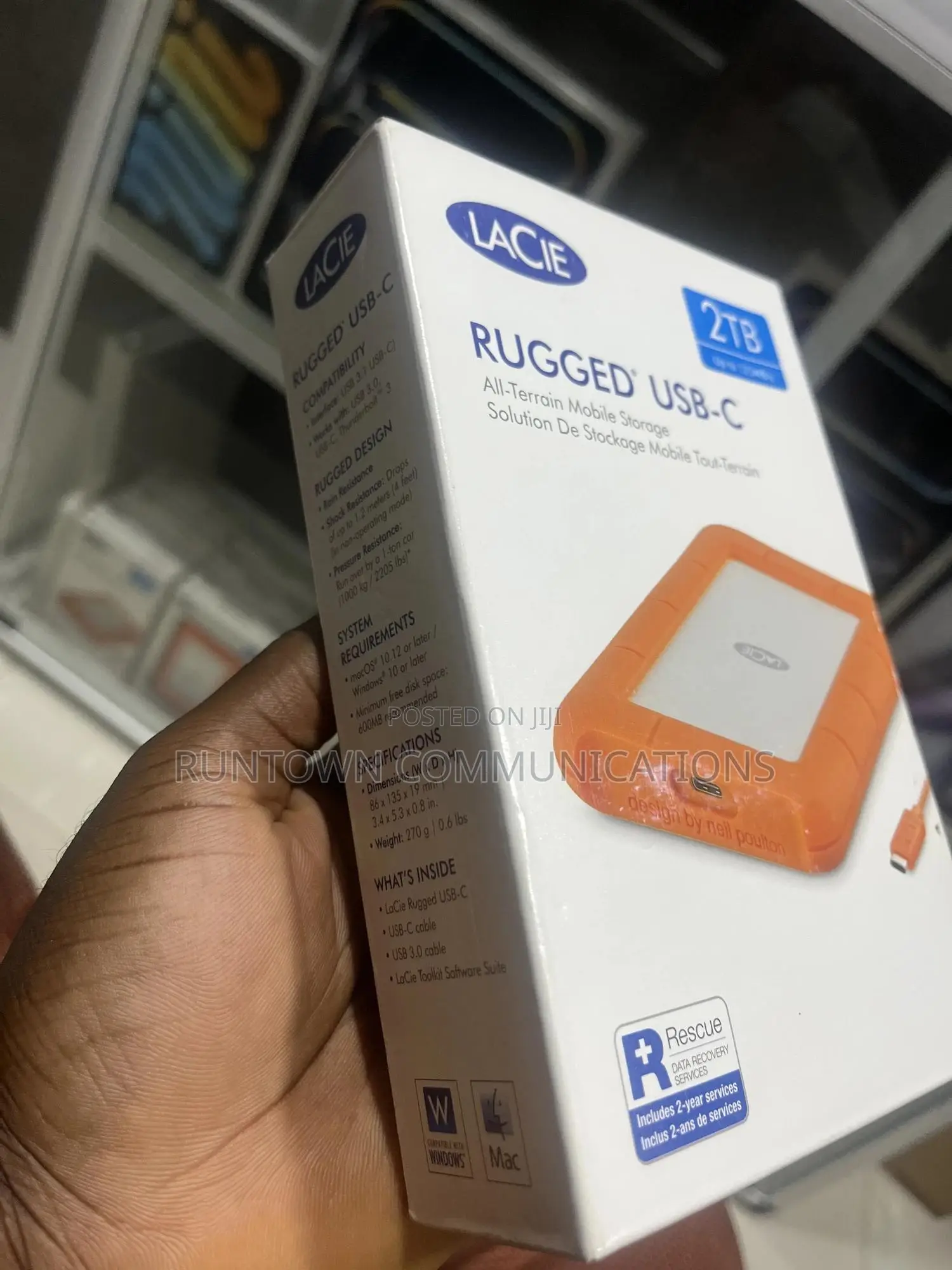 Lacie 2TB Rugged USB-C 3.2 Gen 1 External Hard Drive