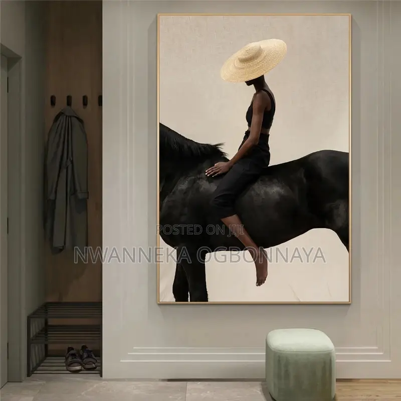 Woman With Cap Horse Home Decor Canvas Painting
