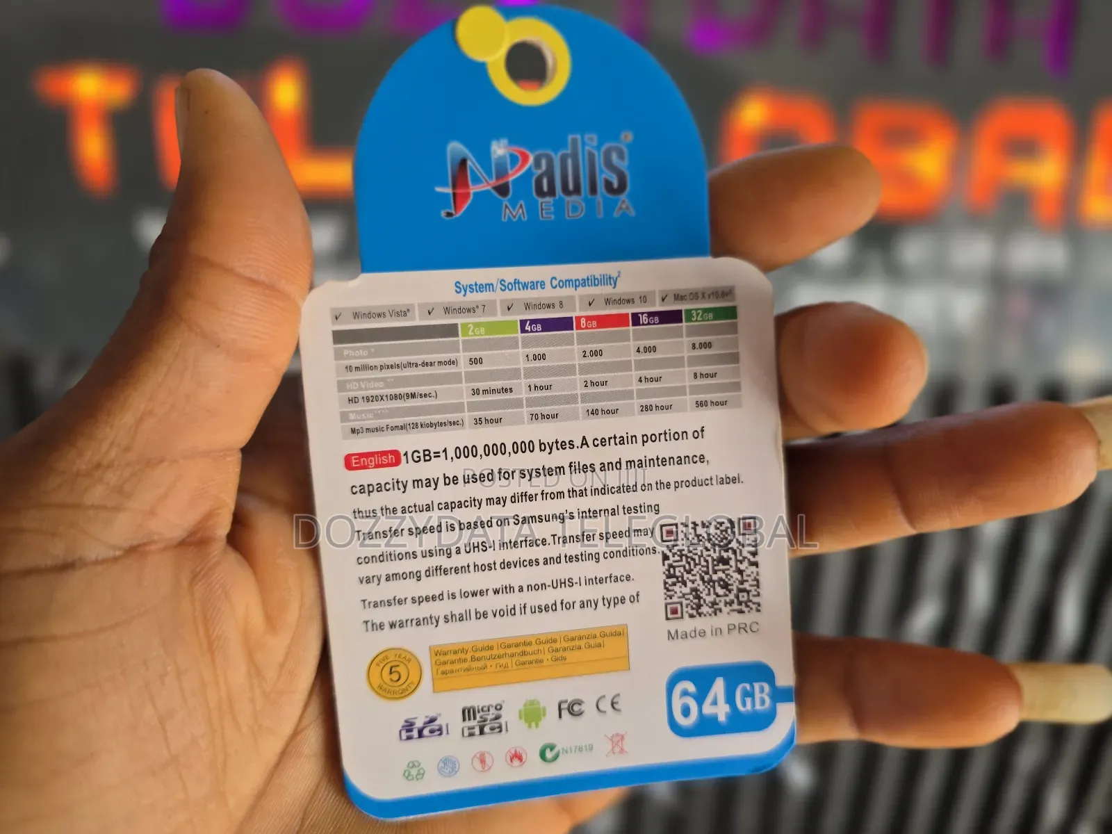 Nadis 64gb 80mb/S Speed Memory Card