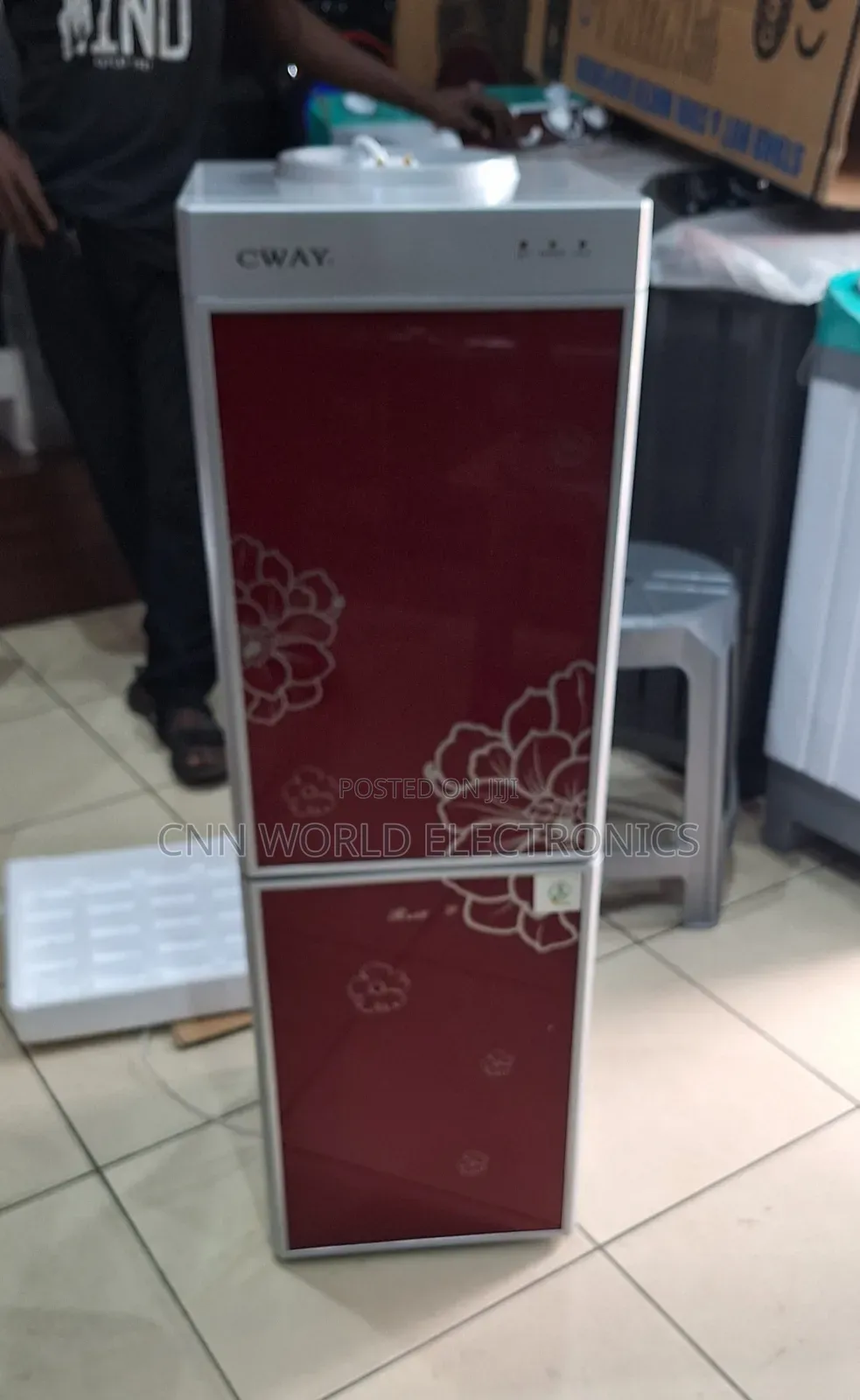 New Cway Stand Hot Cool Water Dispenser With Fridge (Red)