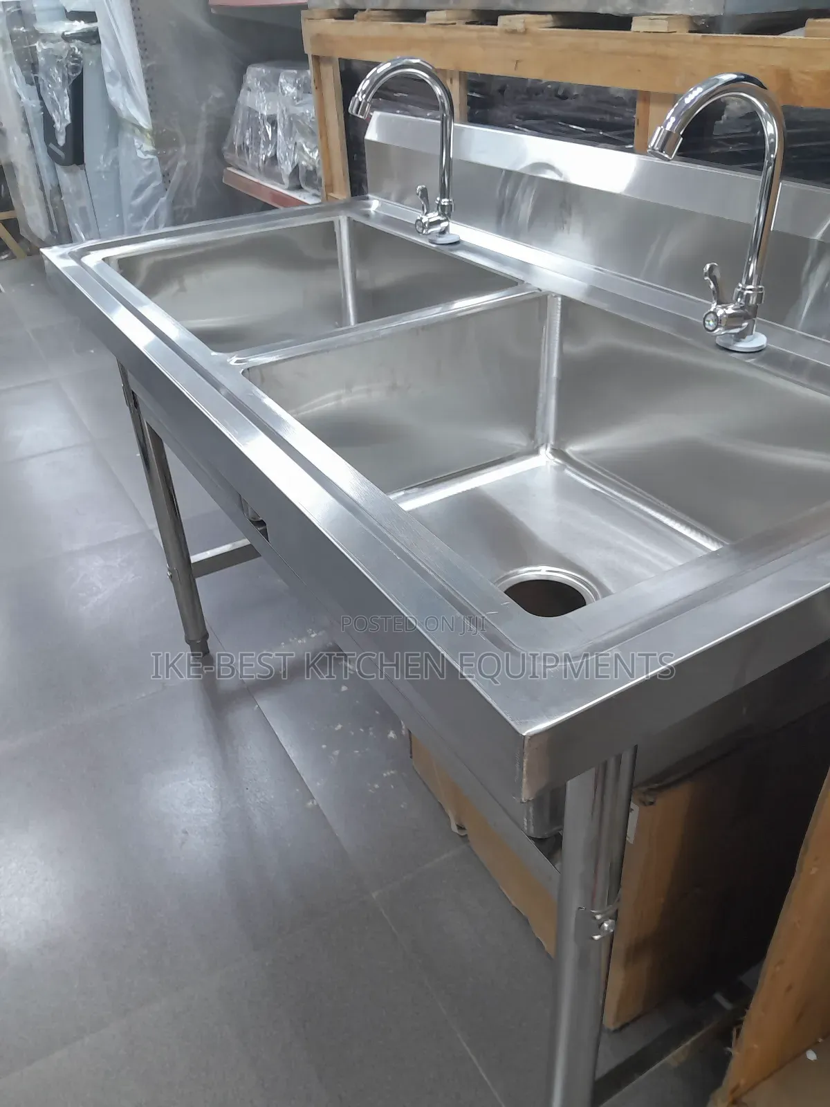 Stainless Industrial Double Sink