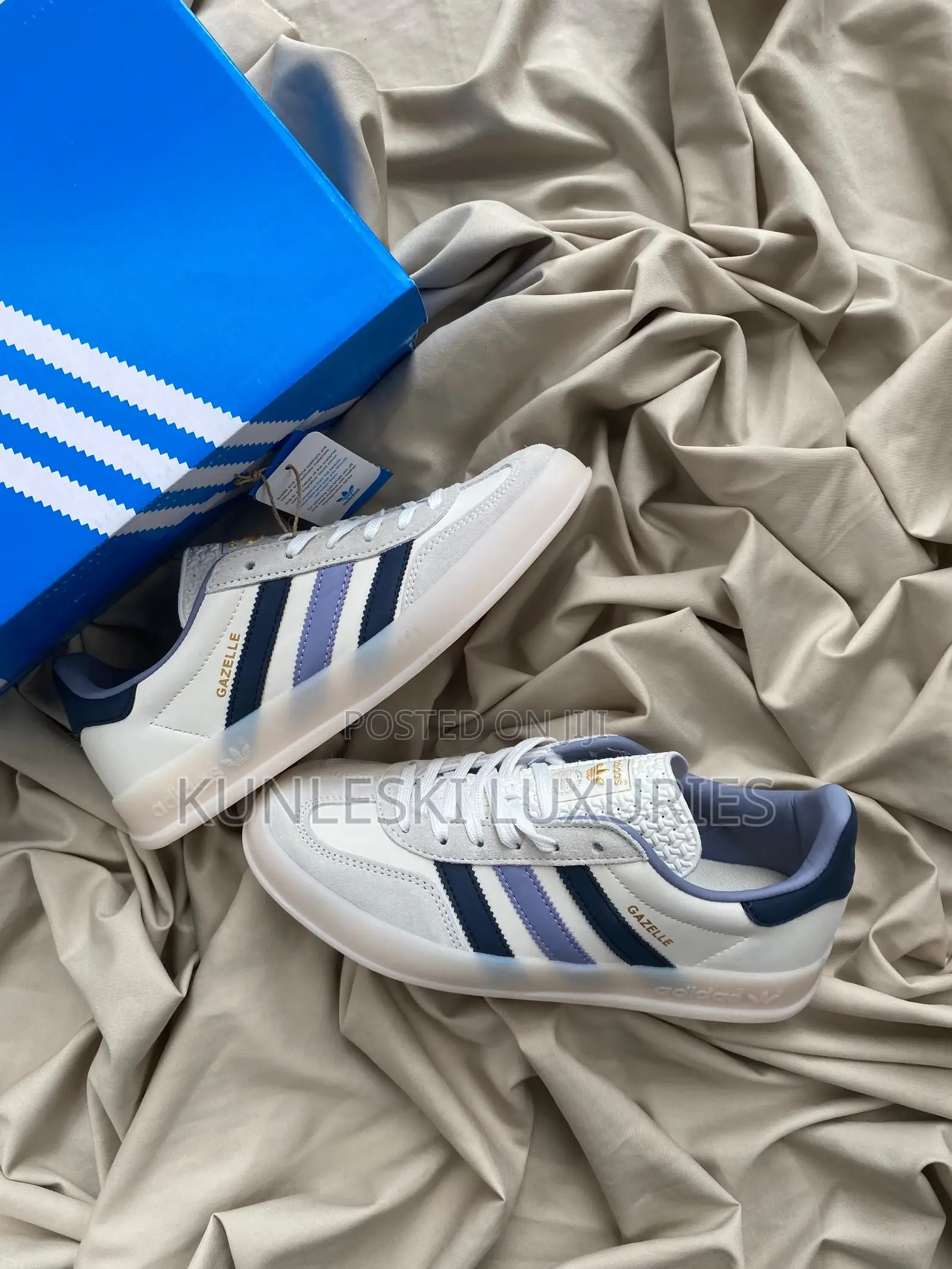Original Adidas Gazzelle Indoor Preloved Ink White Sneakers