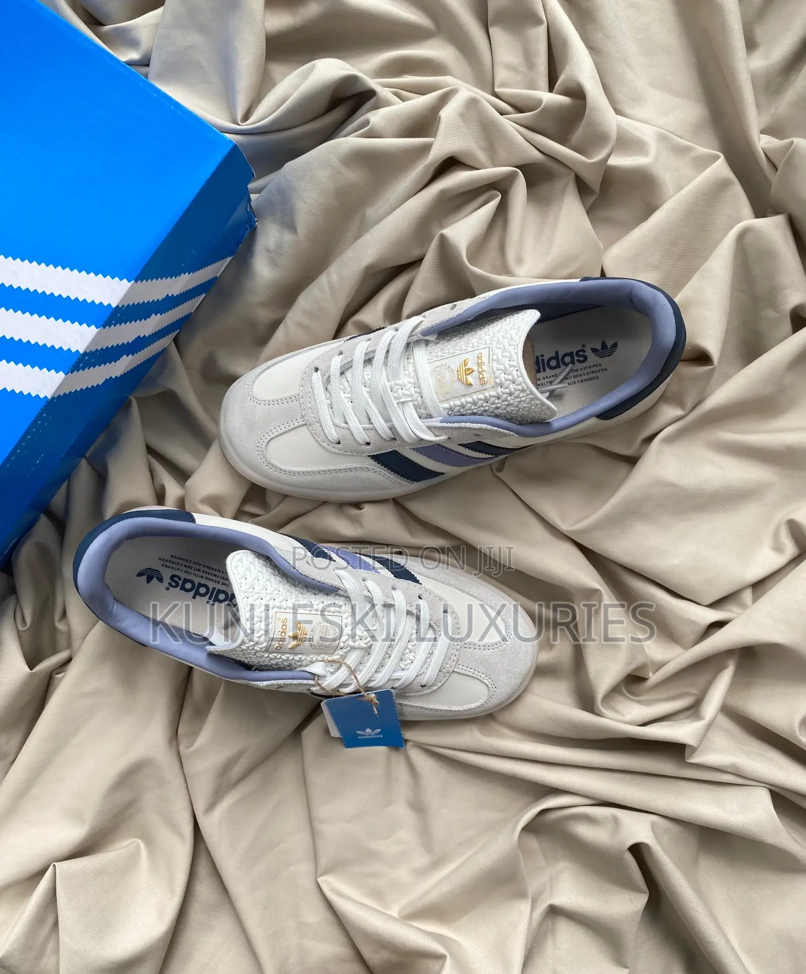 Original Adidas Gazzelle Indoor Preloved Ink White Sneakers