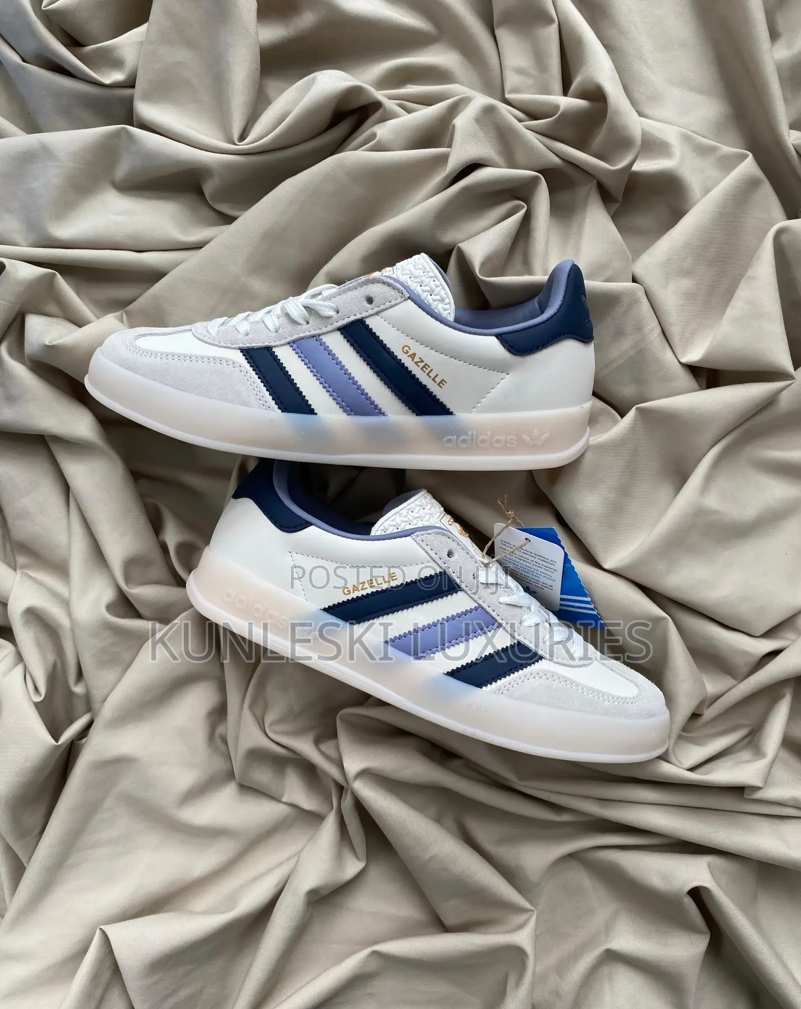 Original Adidas Gazzelle Indoor Preloved Ink White Sneakers