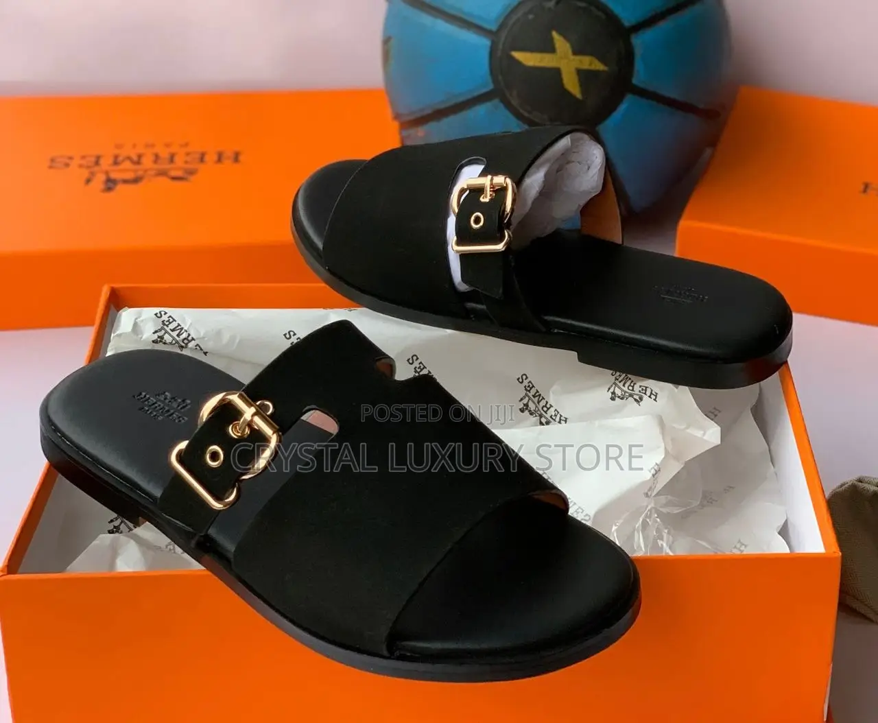Hermes Quality Luxury Men Genuine Leather Pams