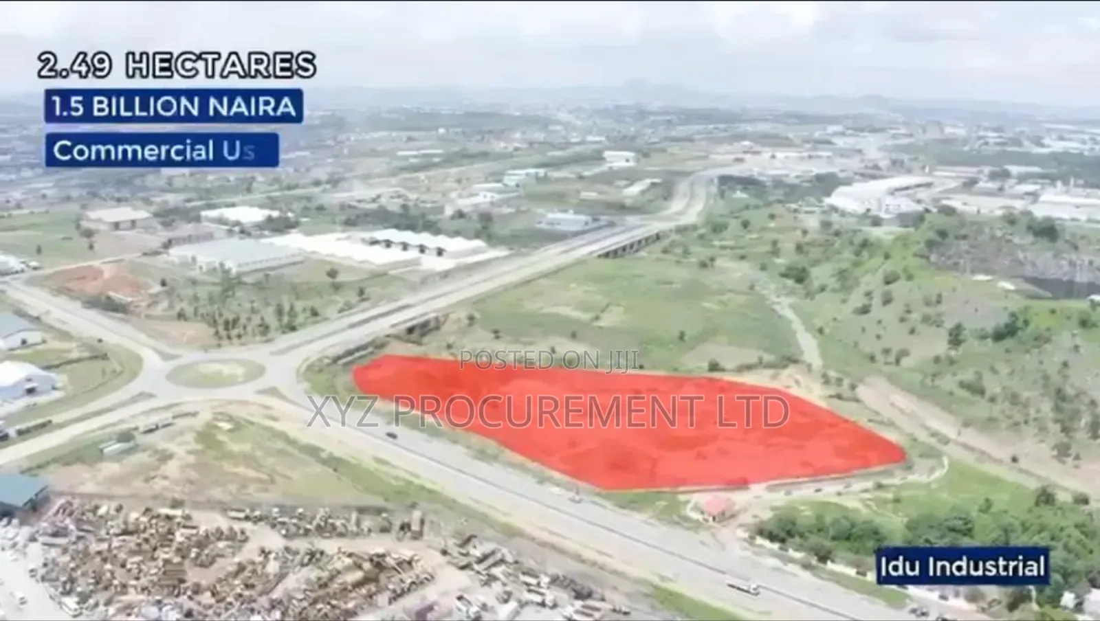 2.49 Hectare Commercial/Industrial C of O Plot Idu