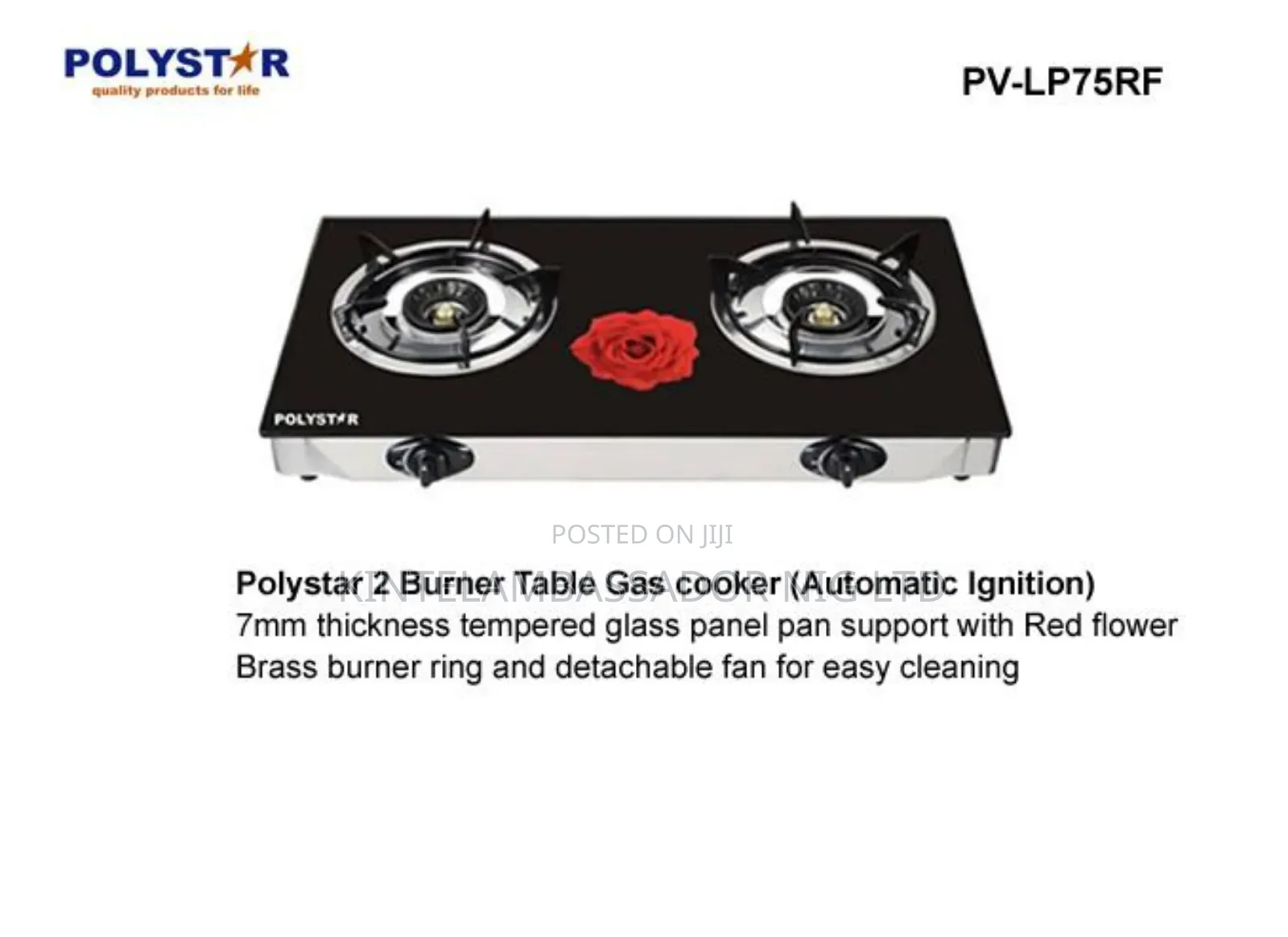 Polystar 2 Burner Table Gas Cooker (Aotomatic Ignition)