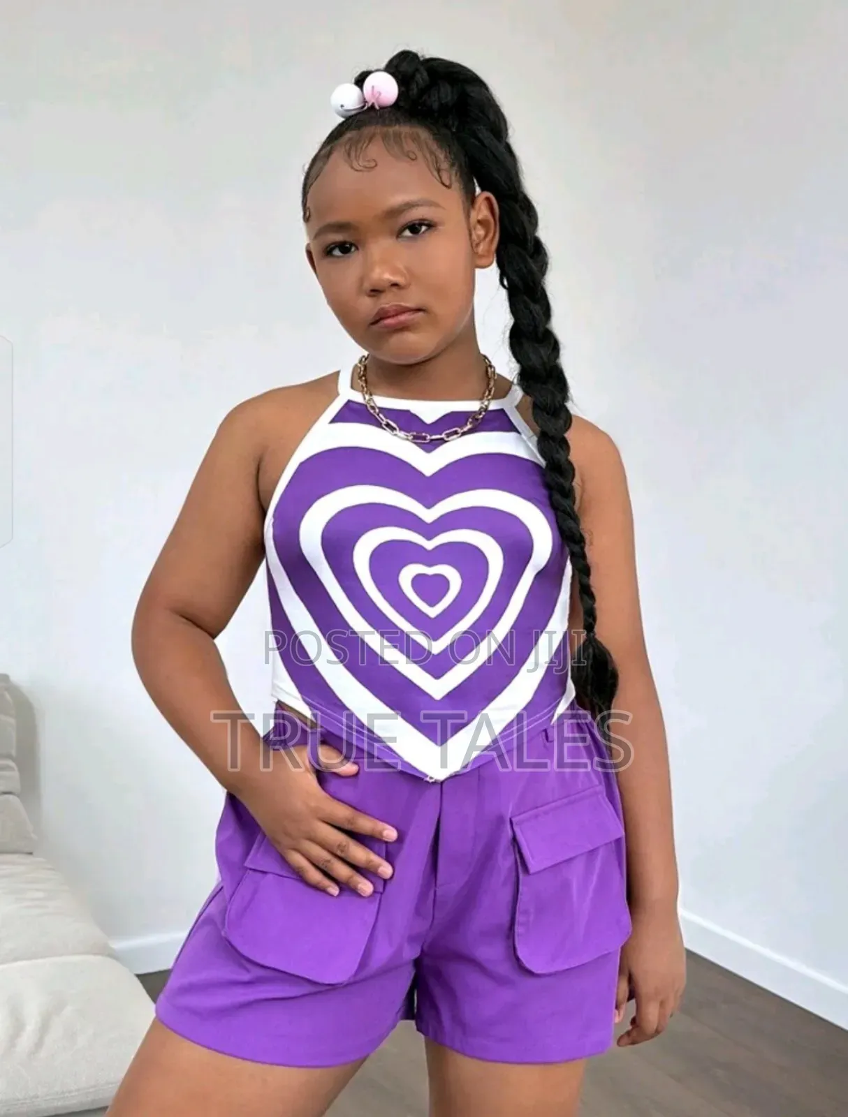 Girls 2 Pieces Spaghetti Top Cargo Bum Short Sets