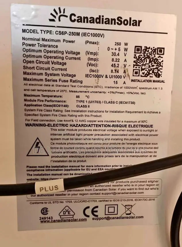 250watts Canadian Solar Panels 72cells Mono