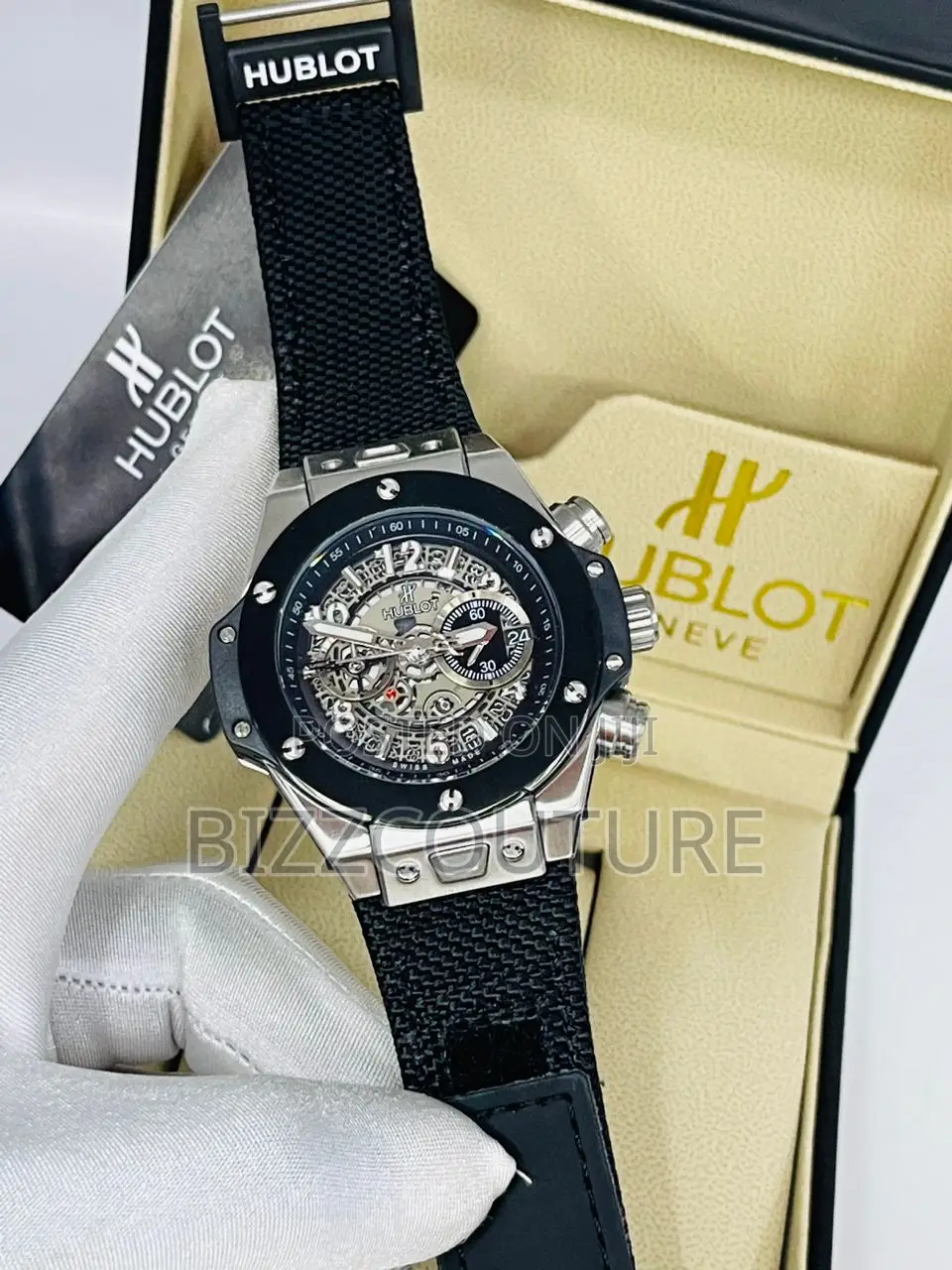 Original Hublot Chronograph Black Rubber Strap Watch
