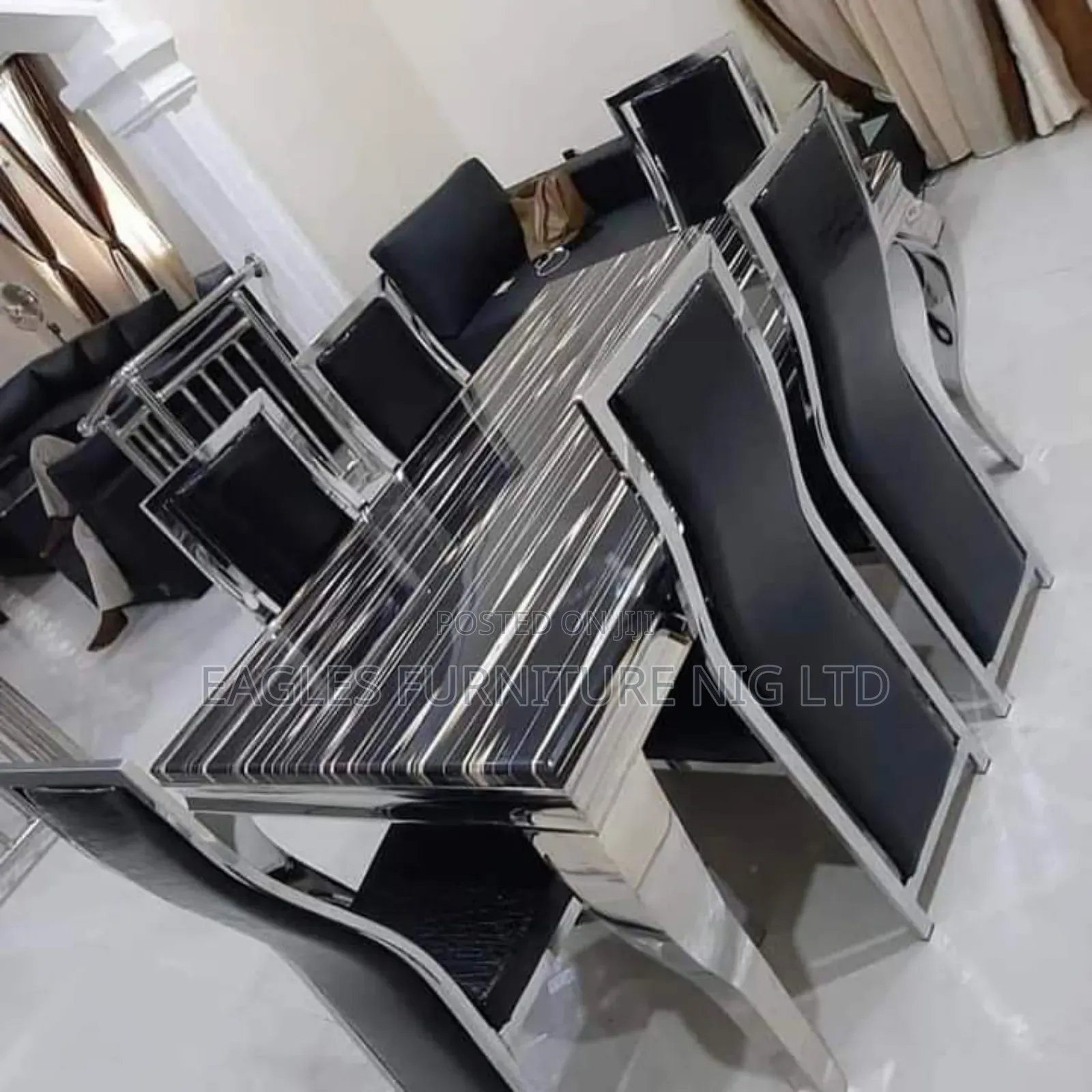 Quality Black Marble Dining Table With 6 Chairs
