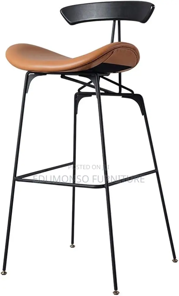 Pu Leather Bar Stool With Back Modern Industrial Counter